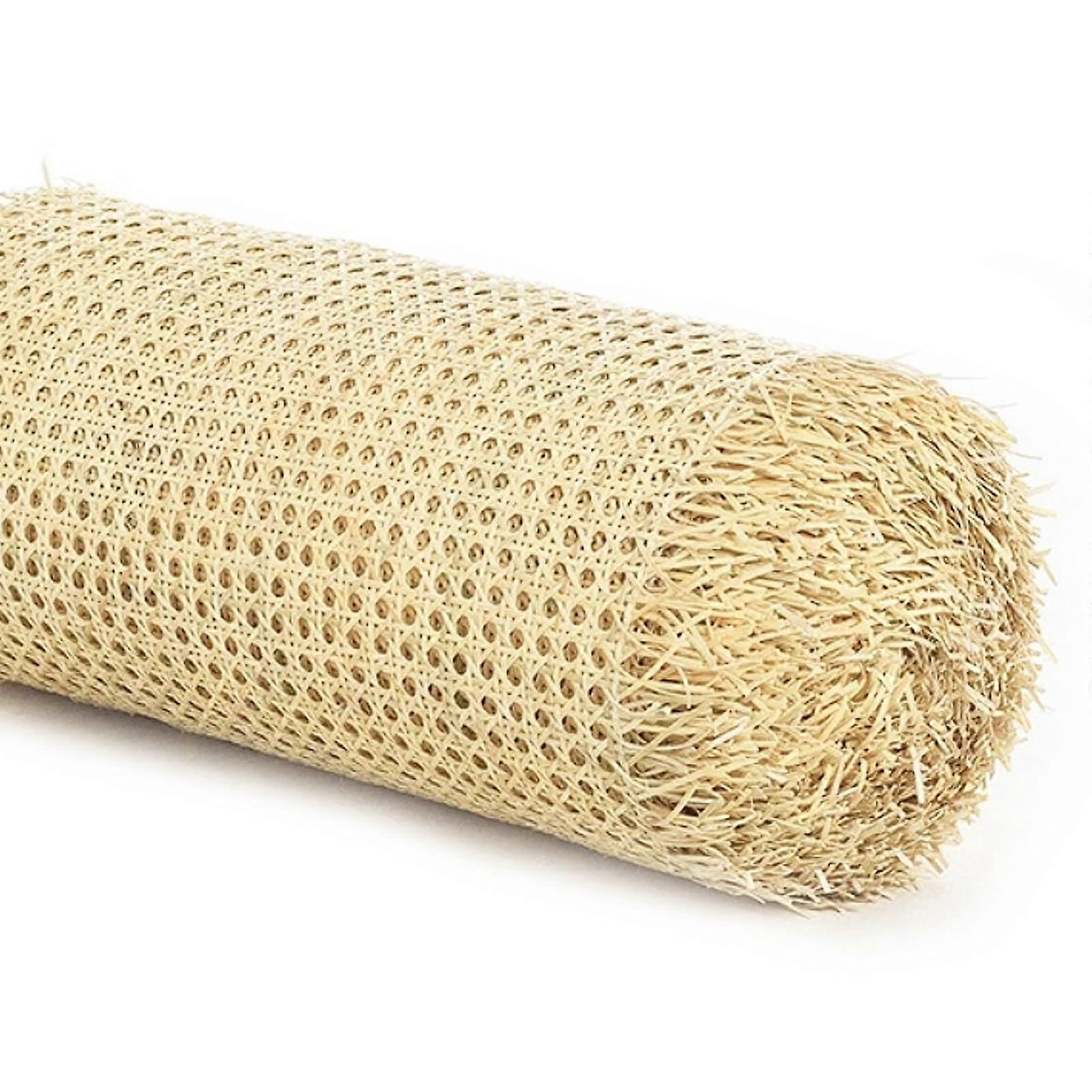20' Rattan Cane Webbing Roll Natural Woven Mesh For Furniture  And Chair Weaving, 31x79 Inch Rattan Wicker Fabric