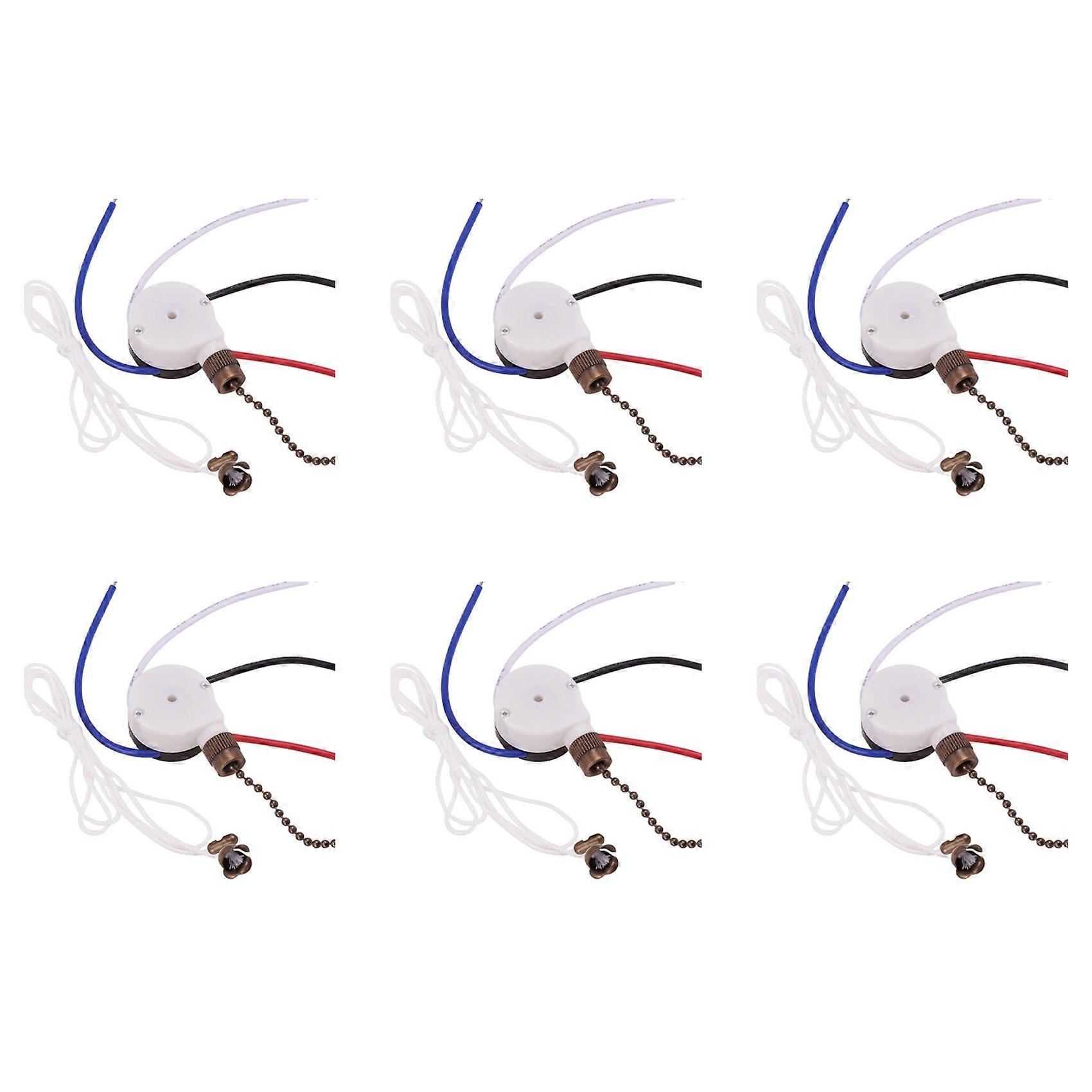 6X Ceiling Fan Switch Kit 3Speed 4Wire, Fan Switch Zipper Speed Control Switch,ZE-208S Pull Wire Switch with Rope Bronze