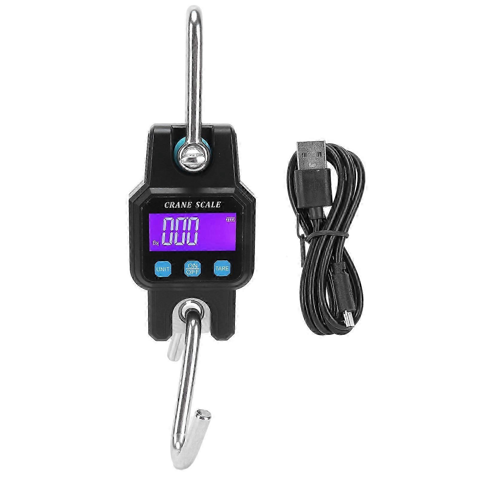 Multifunctional Crane Scale 300kg Capacity 50g Accuracy Large Backlit Display with Alarm and APP Charging