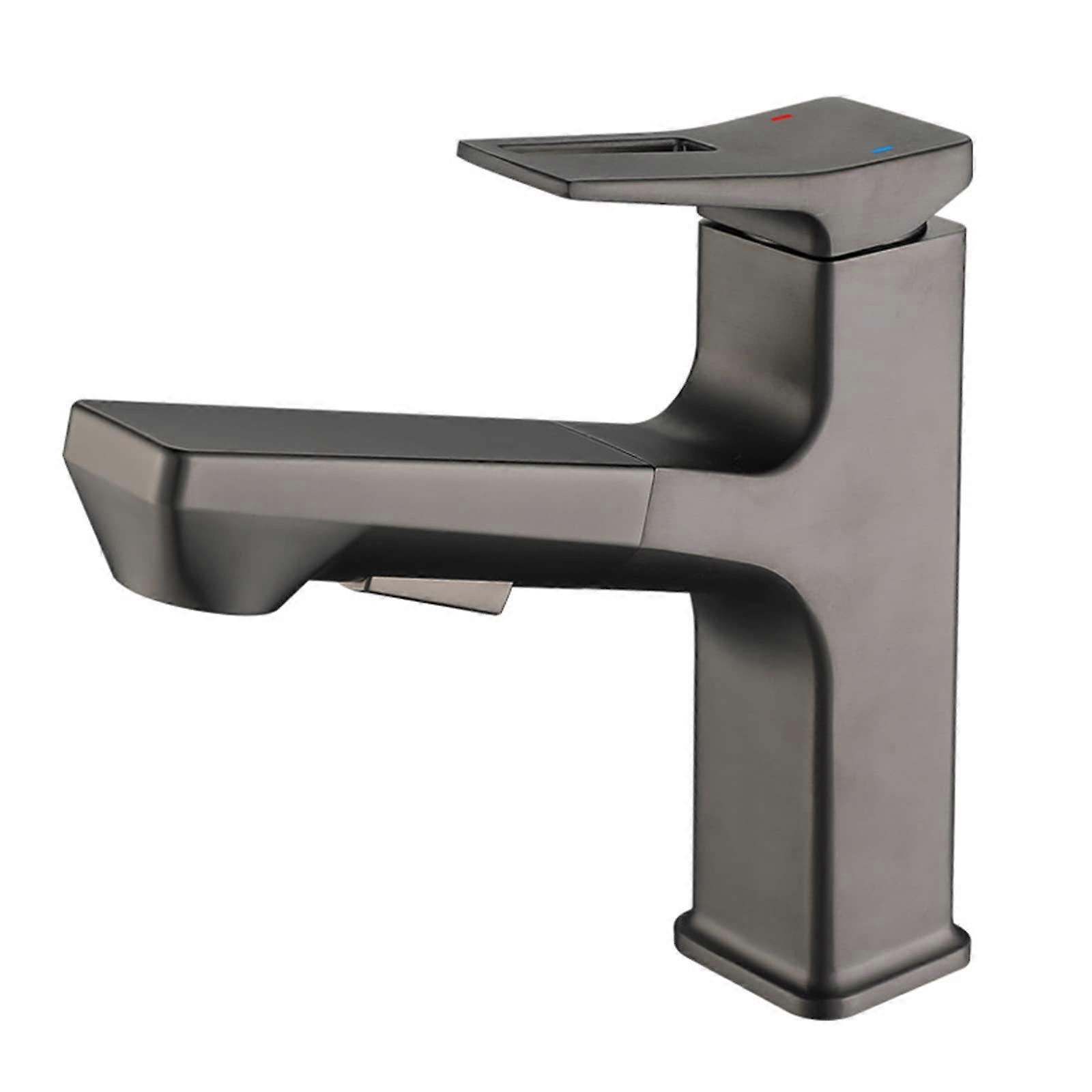 Bathroom Sink Mixer Tap with Pull Out Spray Head, Dual Spray Modes, 60cm Extendable Faucet