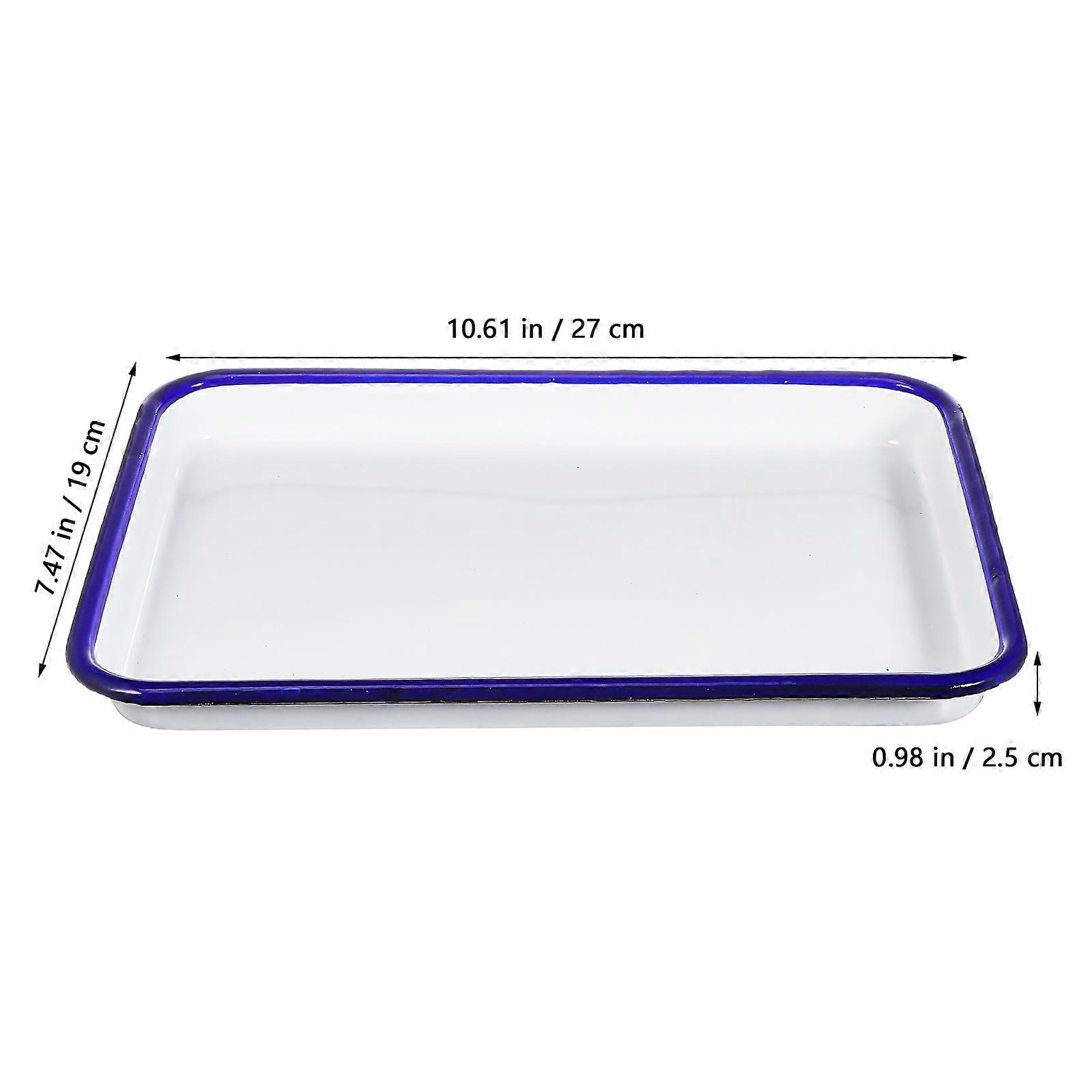 2Pcs Rectangular Enamel Baking Pan Pie Baking Pan Food Baking Pan Kitchen Multi-functional Baking Pan