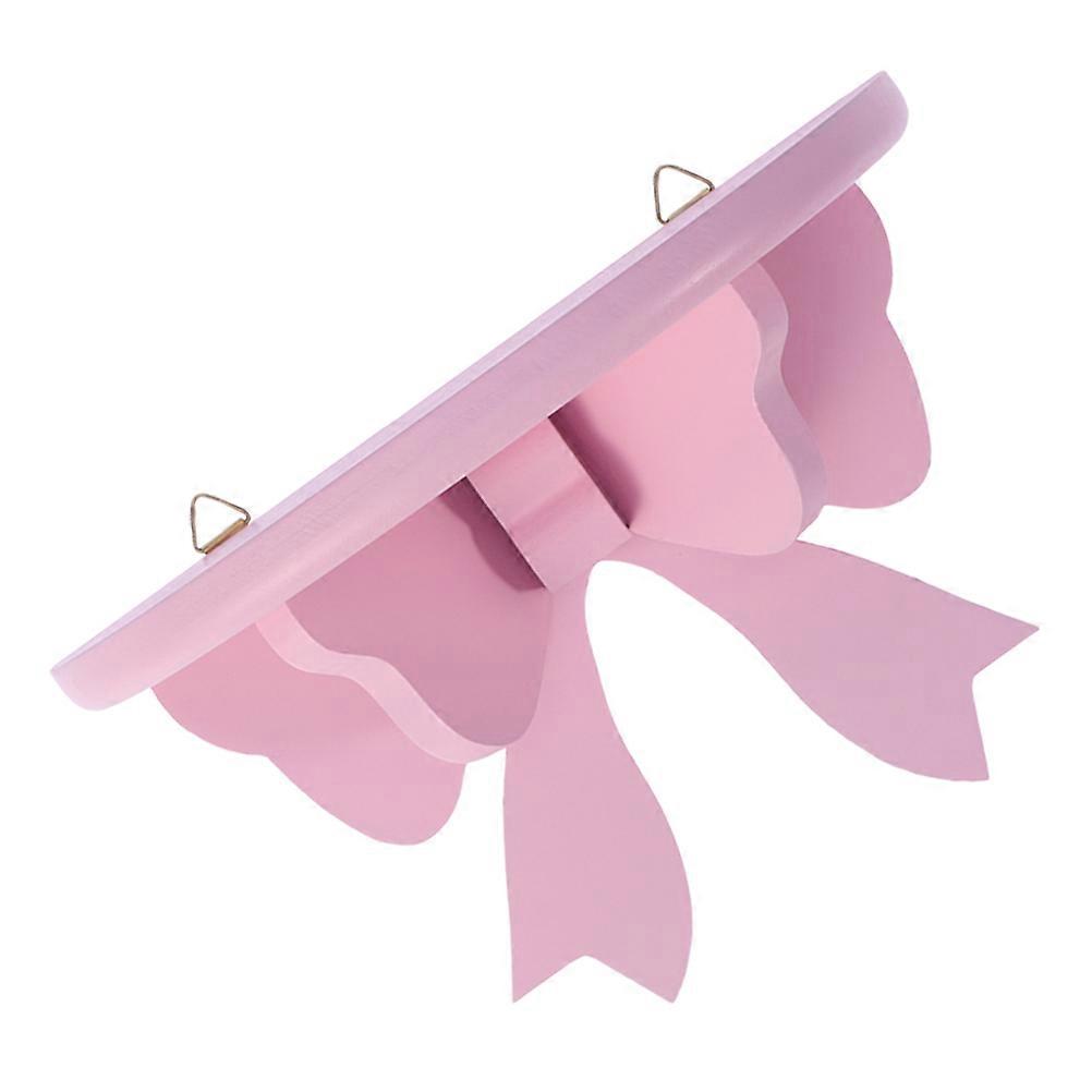 Pink Wooden Floating Shelf for Storage Butterfly Wall Mounted Shelf