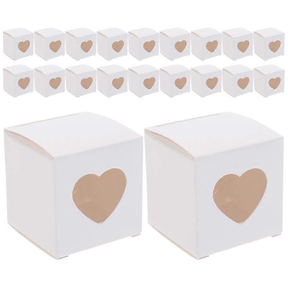 White Paper Favor Boxes for Storage Use 30Pcs Heart Window Party Candy Boxes
