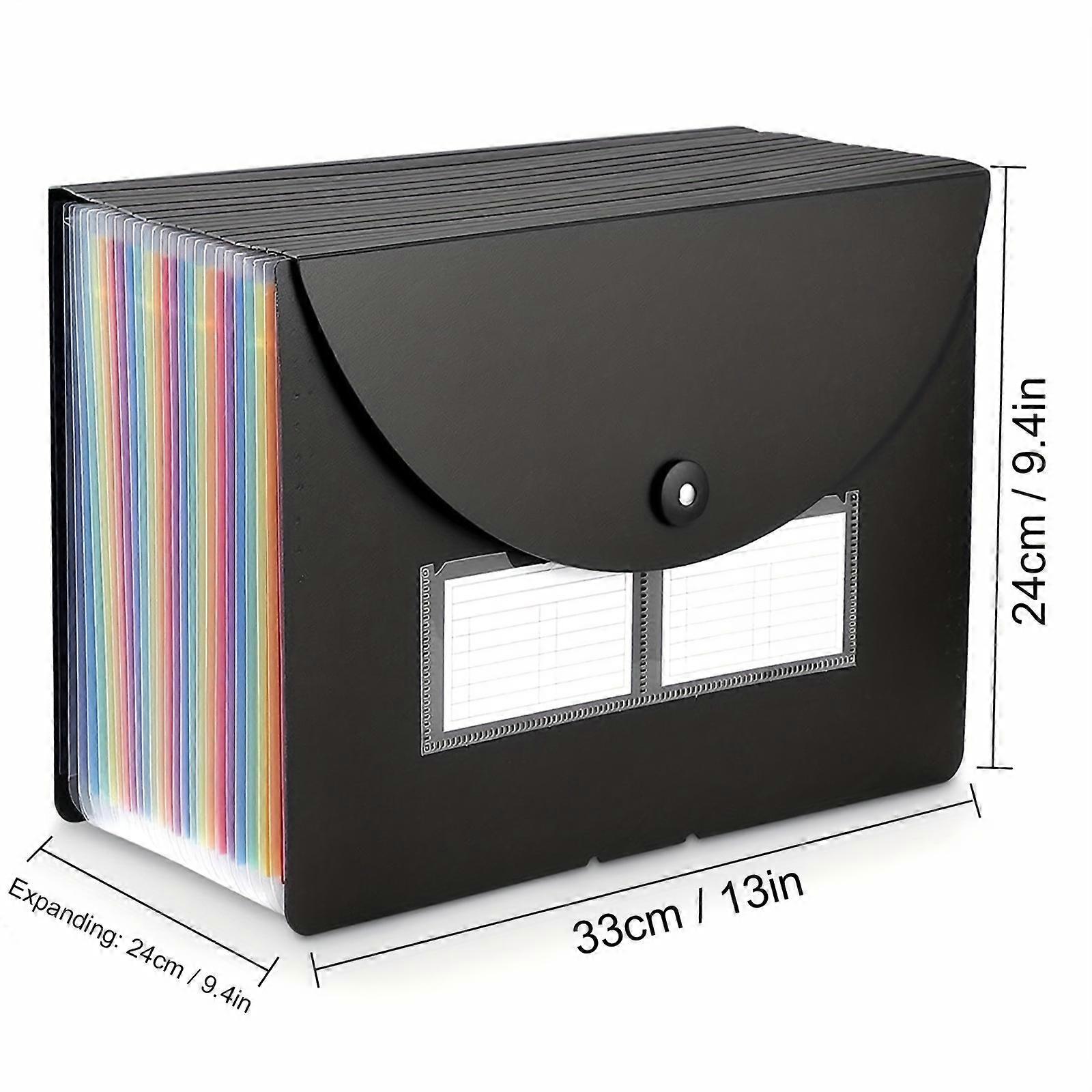 1 piece 25-pocket file folder organizer, expandable plastic file box, paper/document/receipt management folder