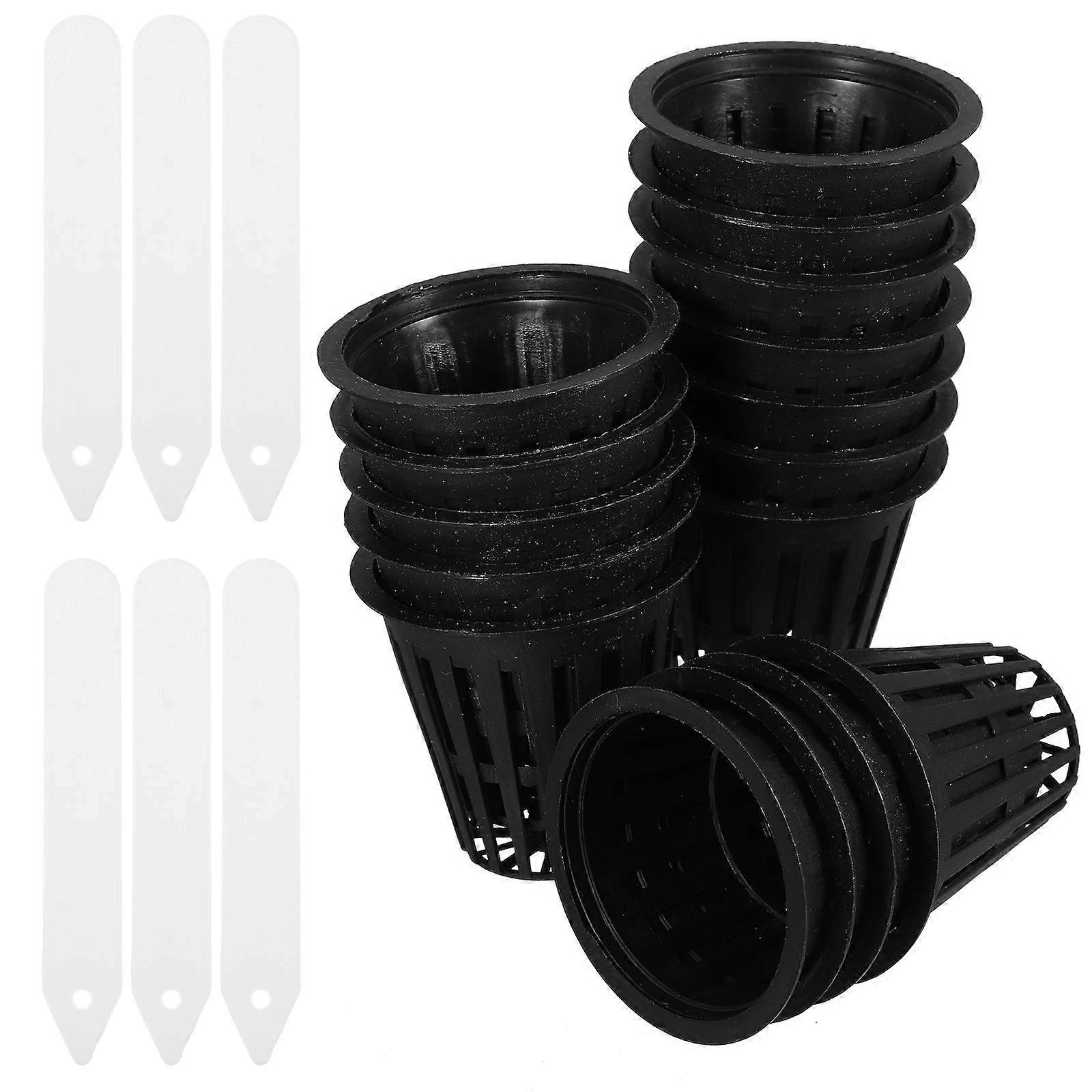 Net Pots for Plants Heavy Duty Plastic Hydroponic Cups with Labels 4Sets
