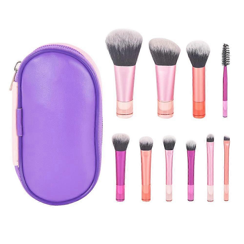 10Pcs/Set Mini Makeup Brcomh for Beginners Foundation Eye Concealer Brcomh Travel Cosmetic Brcomhes with Portable Pouch for Eyebrow