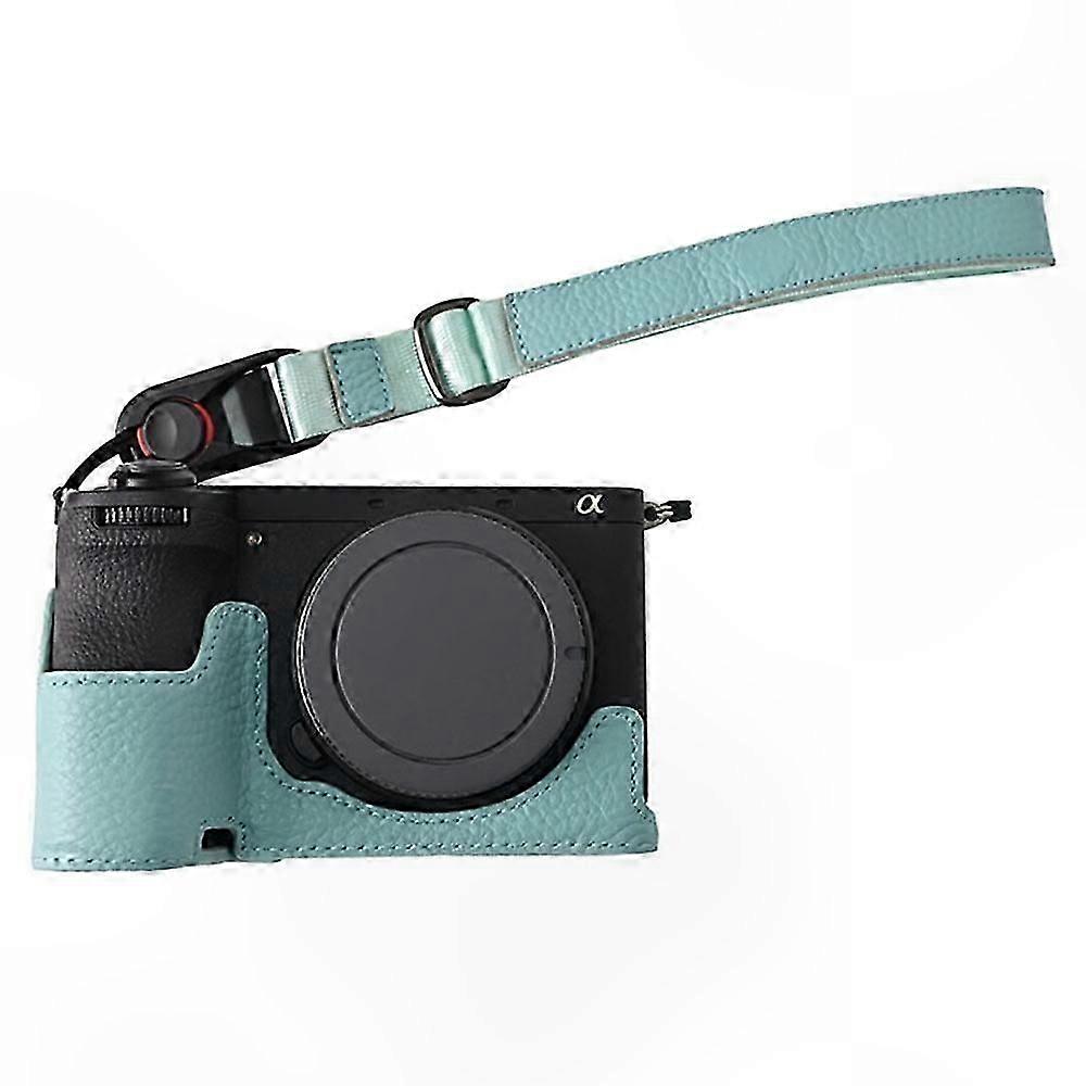 Large Opening Camera Case with Wrist Strap, Genuine Leather Protector for A6700 Model