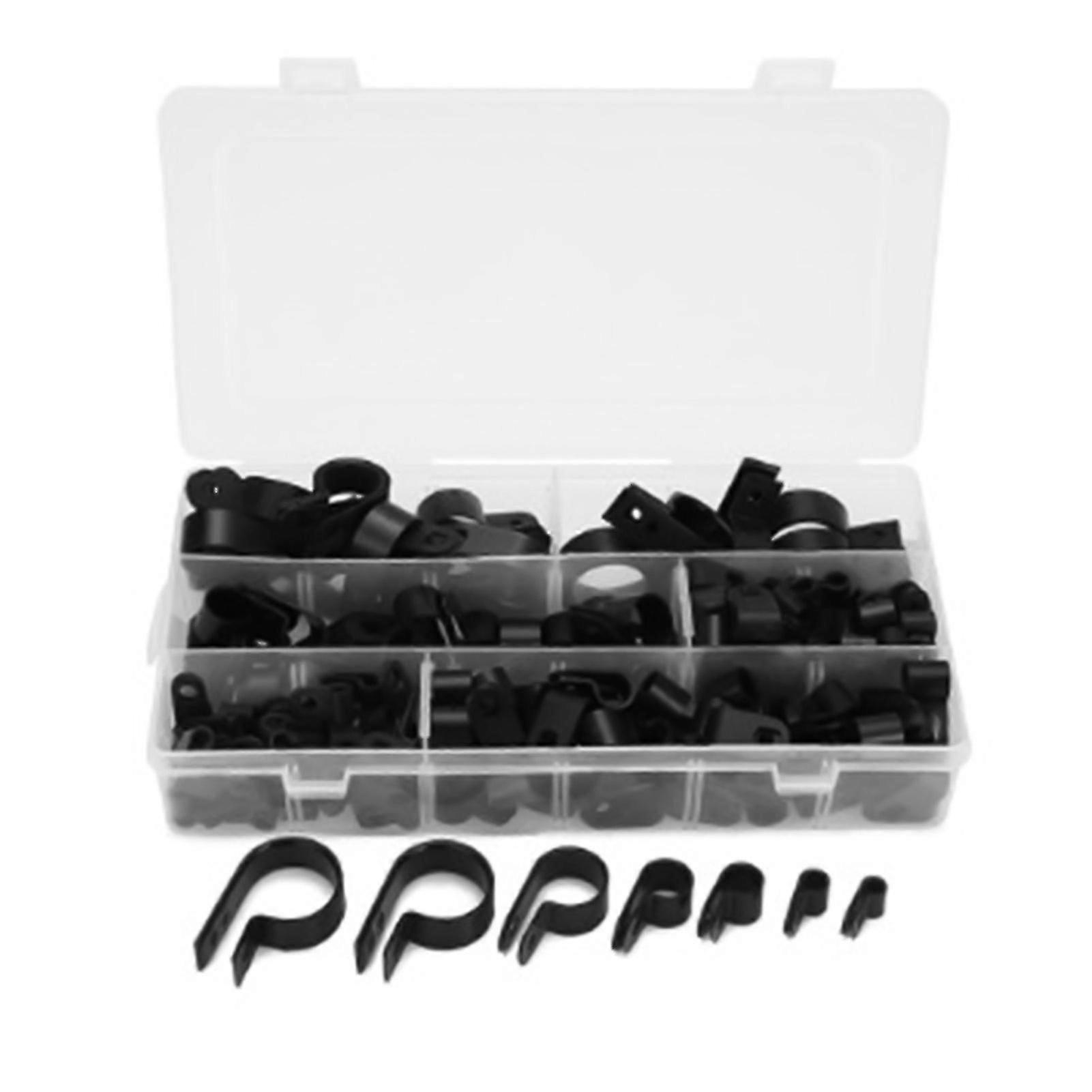 200pcs/set R Shape Nylon Plastic Hose Fastener Cable Clamp Mounting Hardware