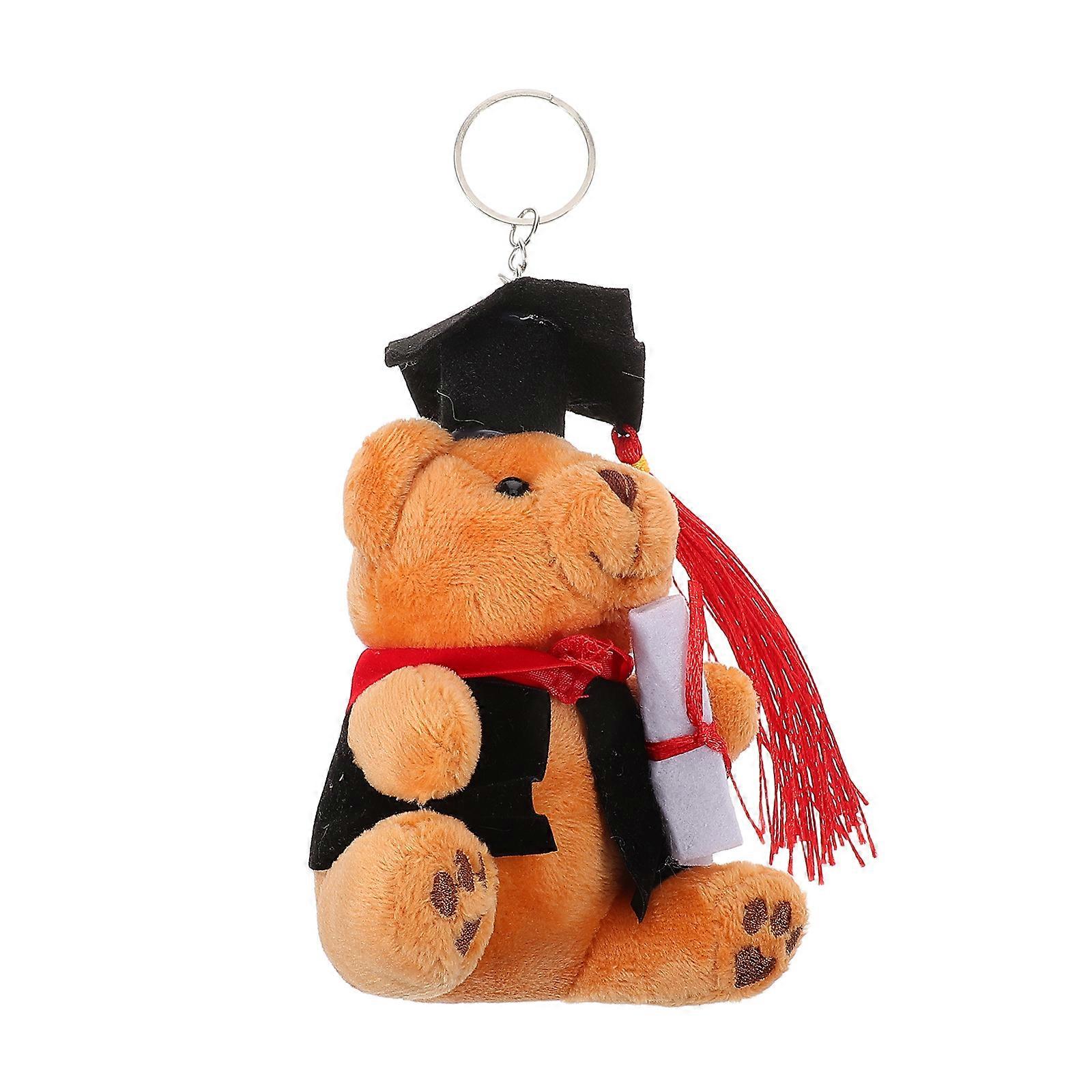 Graduation Bear Pendant for Key Use Plush Doctor Bear Small Keychain