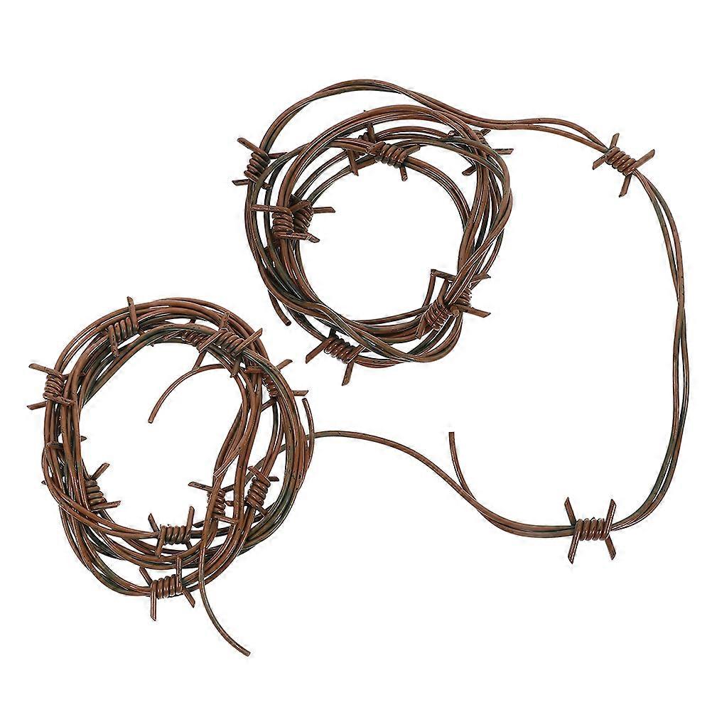 Brown PVC Plastic Barbed Wire Barbed Wire Prop for Party Decorations 2Pcs