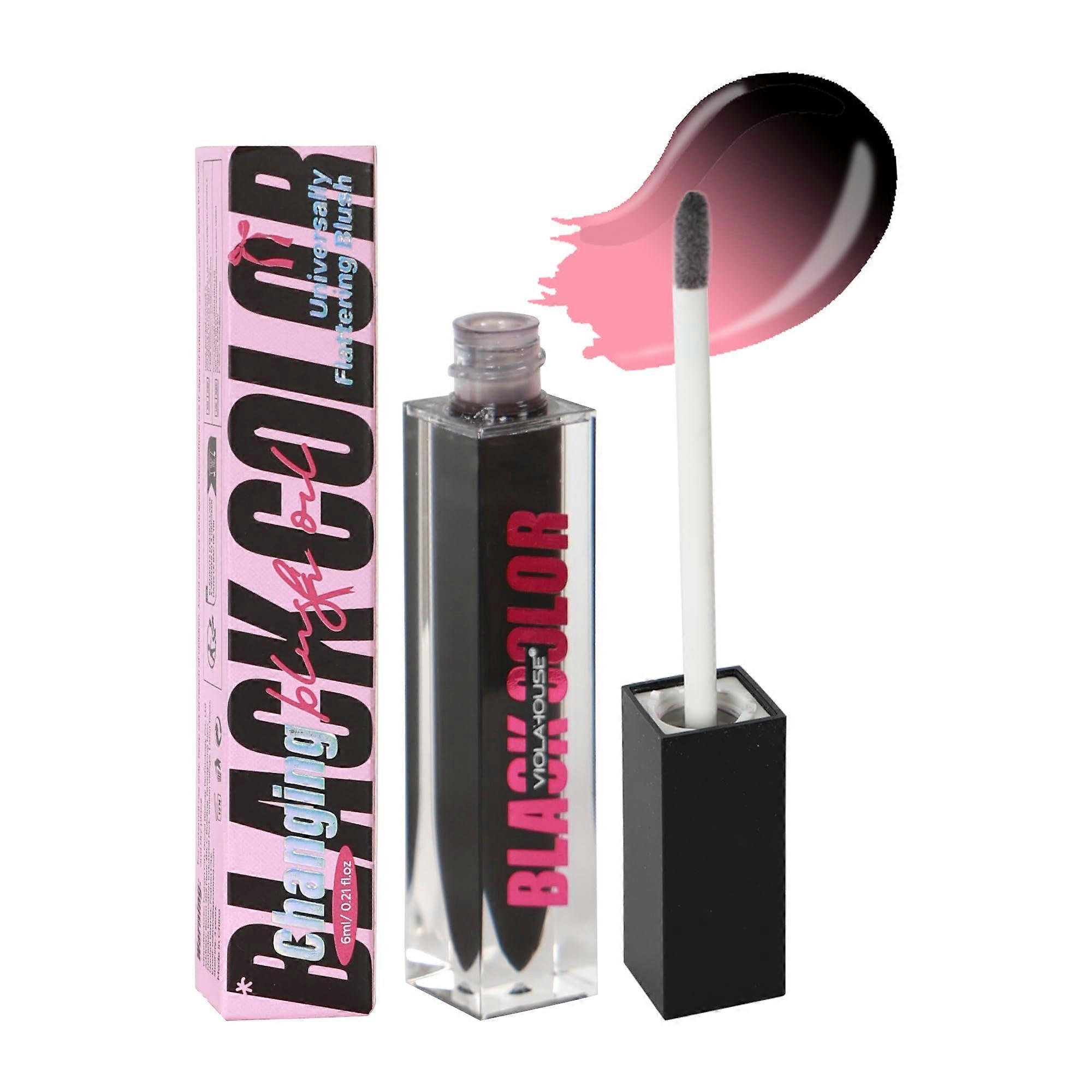 Color Changing Liquid Blush Black, Water Based PH Adaptive Multi Purpose for Cheeks Lips Eyes 6ml