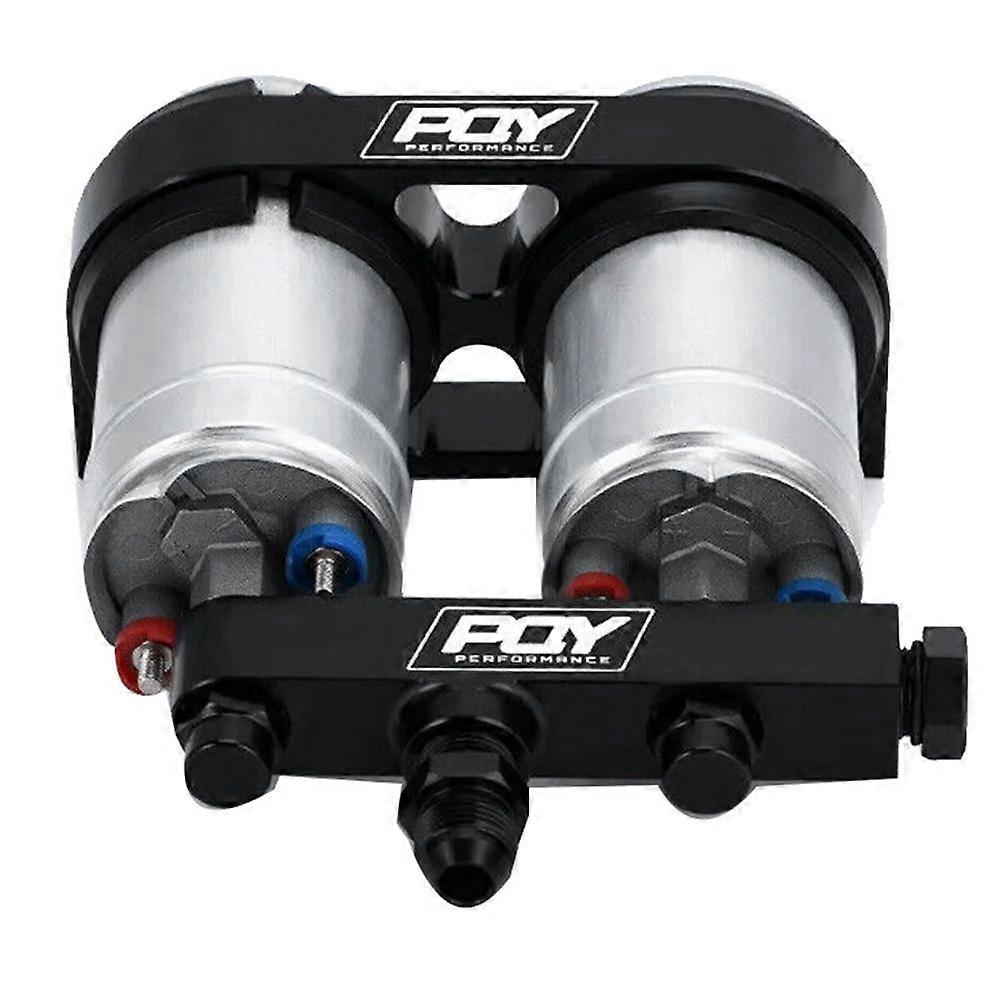 2x 044 High Flow External Fuel Pump + Dual Bracket & Out Manifold AN8