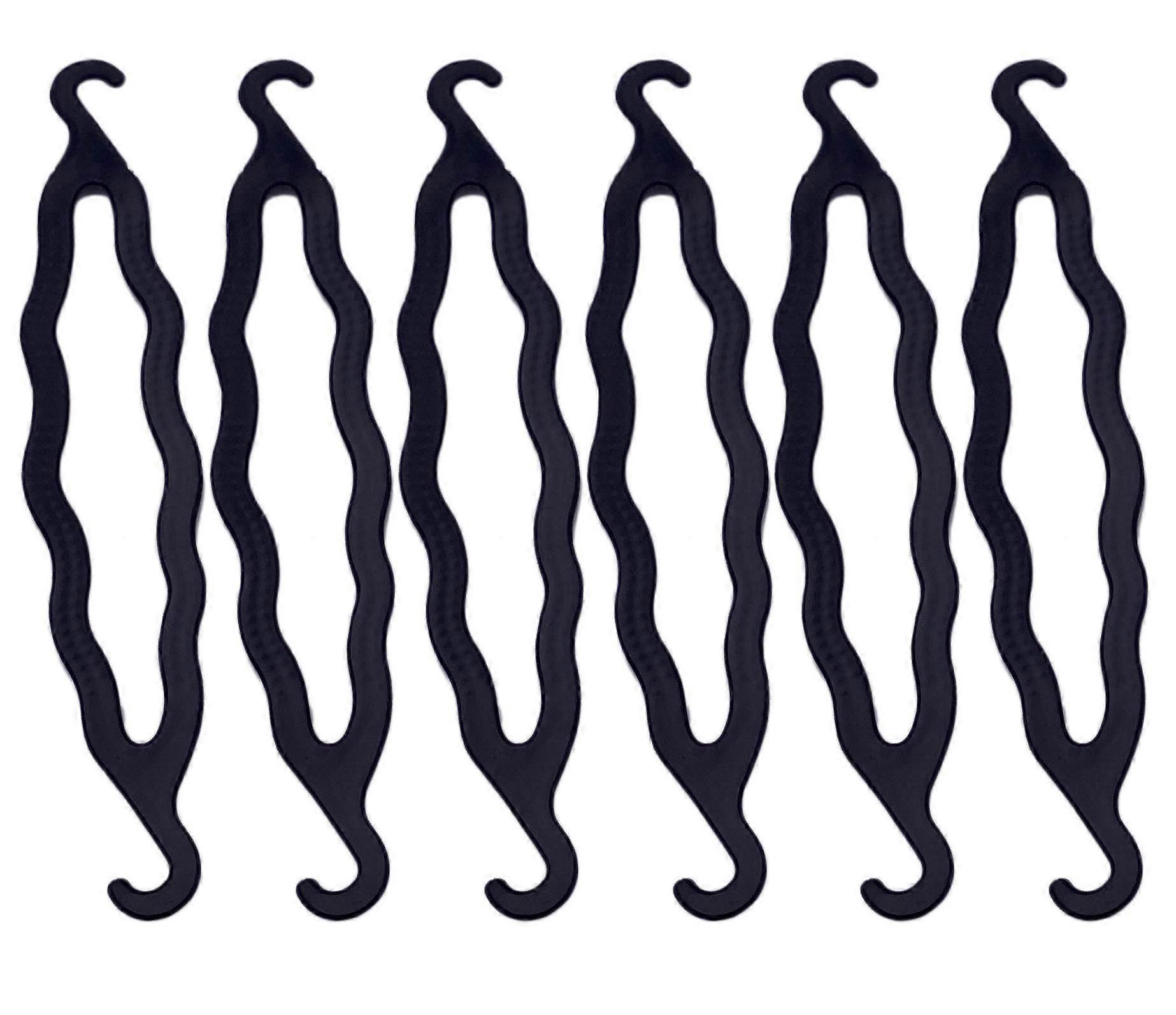 6PCS Black Plastic Double Ended Hair Bun Maker Set for Quick Updo Styling and Secure Hold