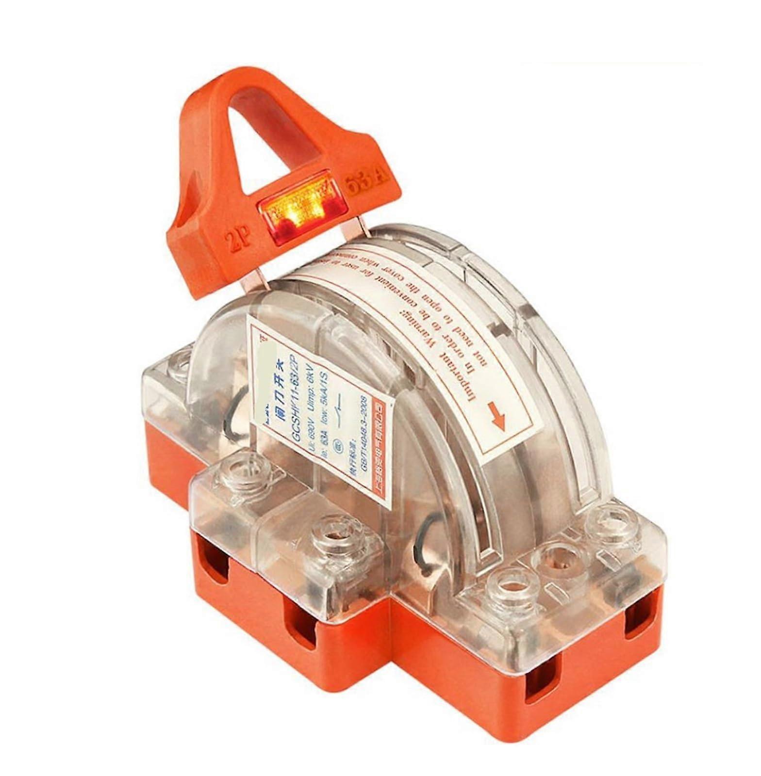 100A Double Pole Disconnect Switch with Lamp, Transparent Safety Cover,  Current Capacity