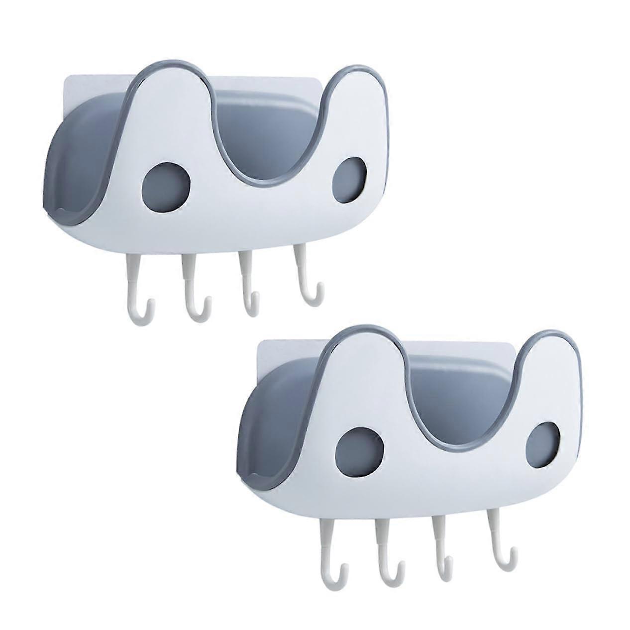 2pcs Double Layer Pot Lid Holder Wall Mounted Dish Rack Kitchen Space Saving Organizer