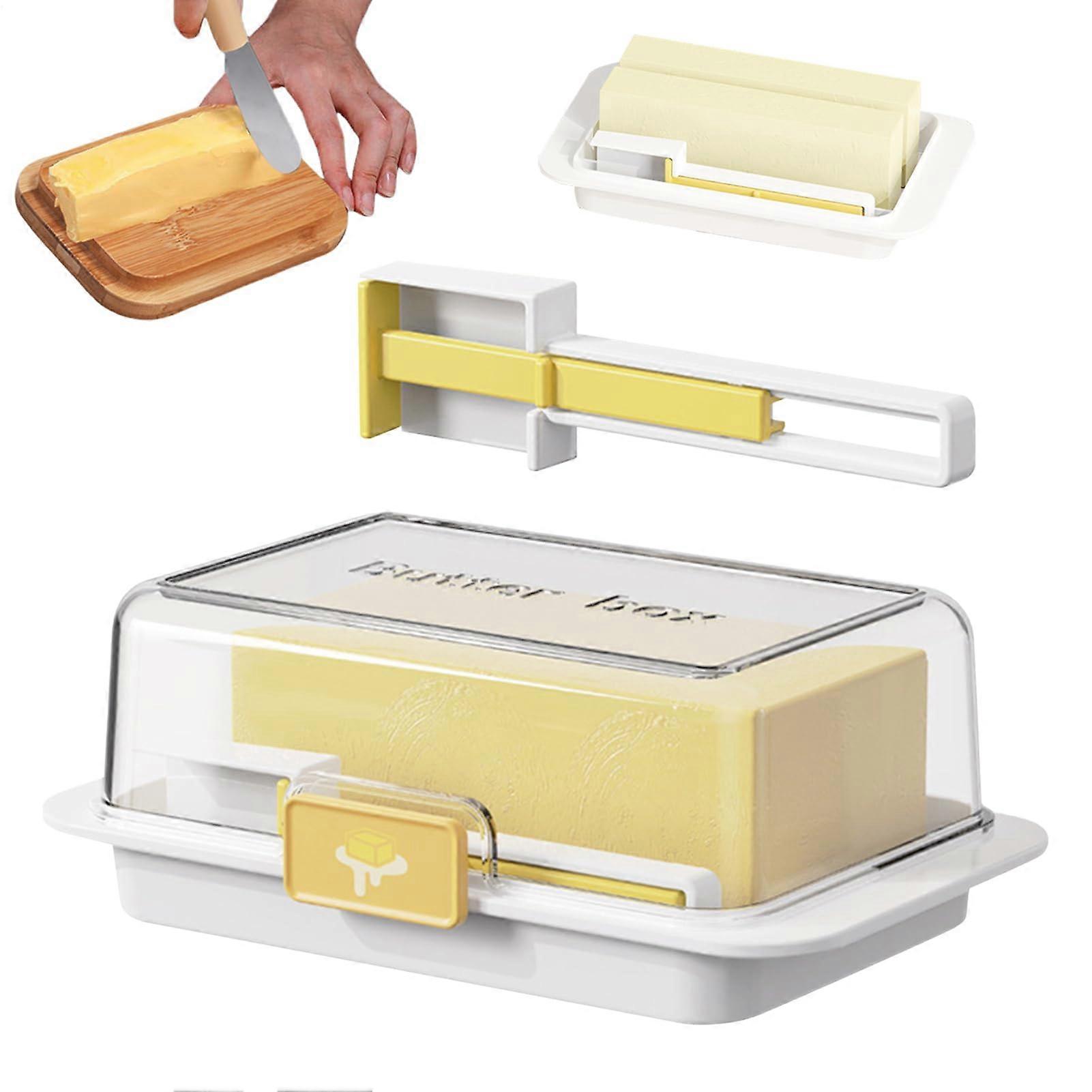 Butter Dish with Lid Airtight Unbreakable Rectangular Butter Keeper for Fridge with Spoon