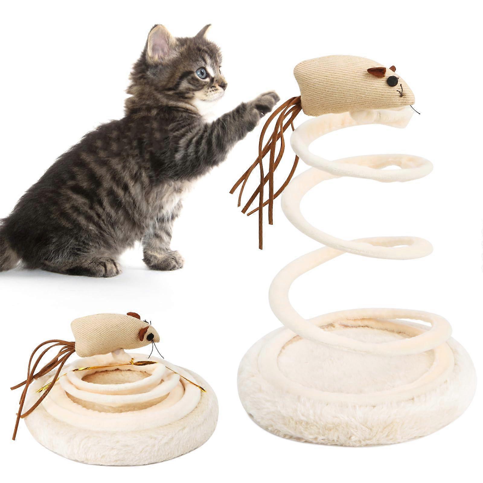 Interactive Cat Toy with Plush Mouse and Spiral Spring Action for Indoor Playtime