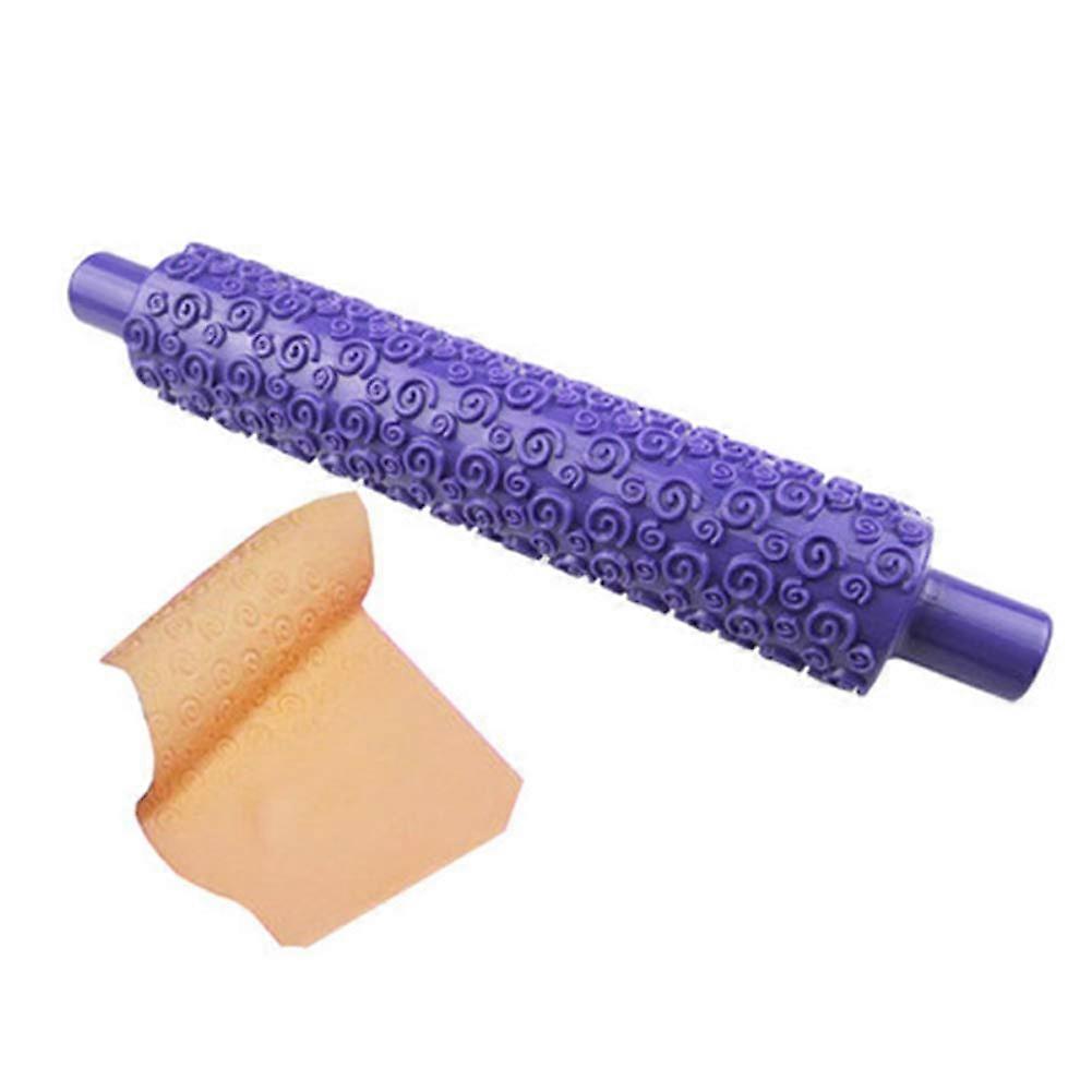 Embossed Fondant Rolling Pin with Wooden Handle, Nonstick Surface, Adjustable Thickness for Cake Decorating