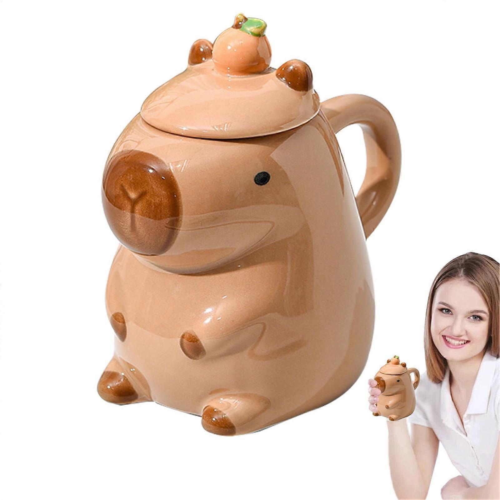 Cute 3D Animal Coffee Mug Ceramic Tea Cup with Rounded Handle Microwave Dishwasher Safe Gift
