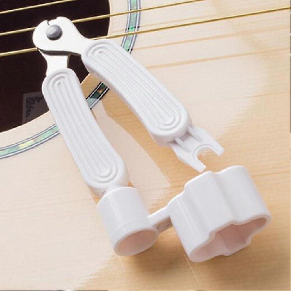 3in1 Guitar String Winder Cutter Puller Tool Set for Quick Replacement with Comfort Grip White