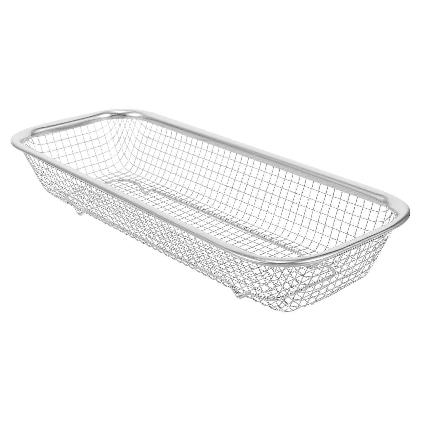 Stainless Steel Colander Mesh Strainer Basket Large Rectangular RustResistant Kitchen Drainer