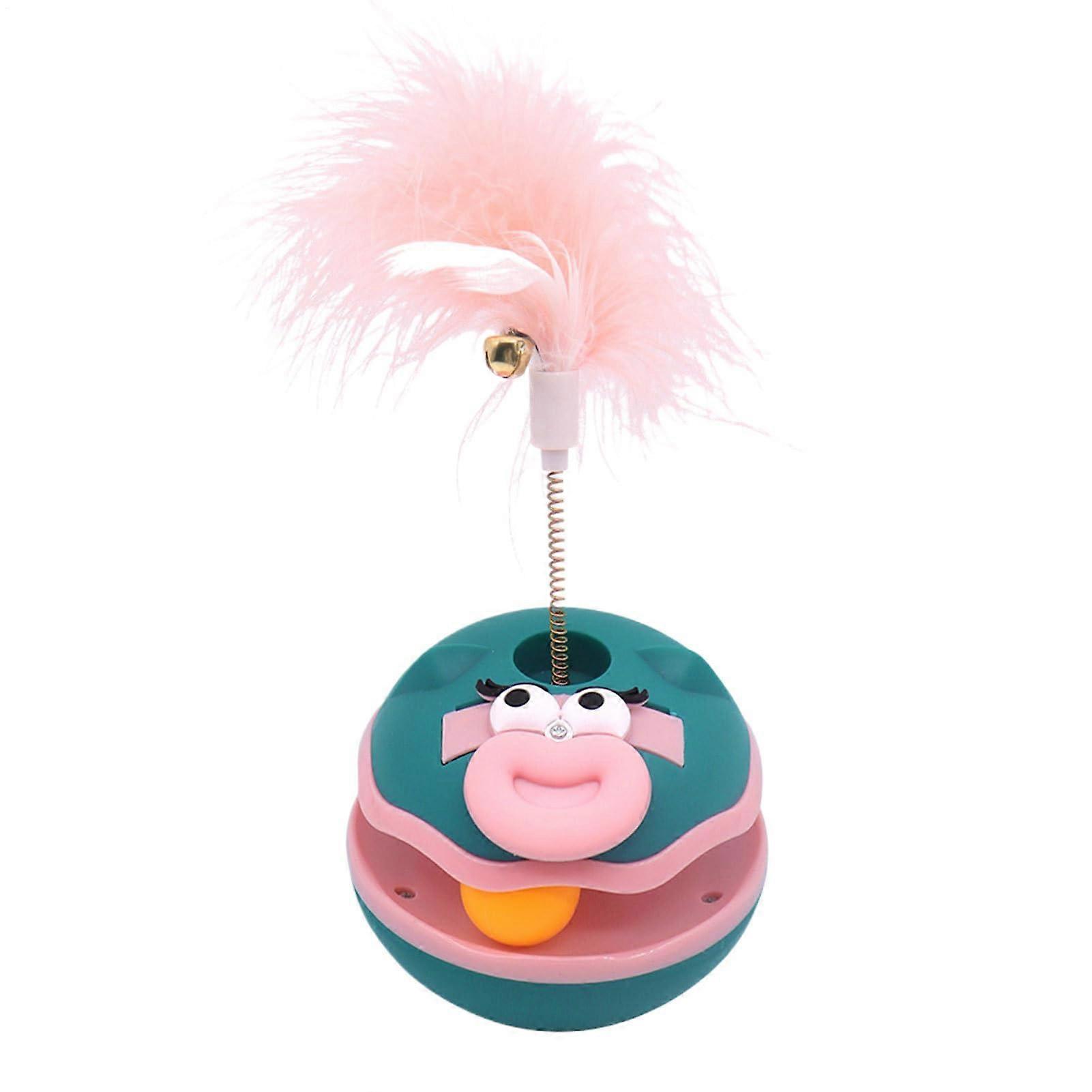 Interactive Cat Feather Toy with Bell, MultiDirectional Swing Motion, Durable Indoor Play Blue