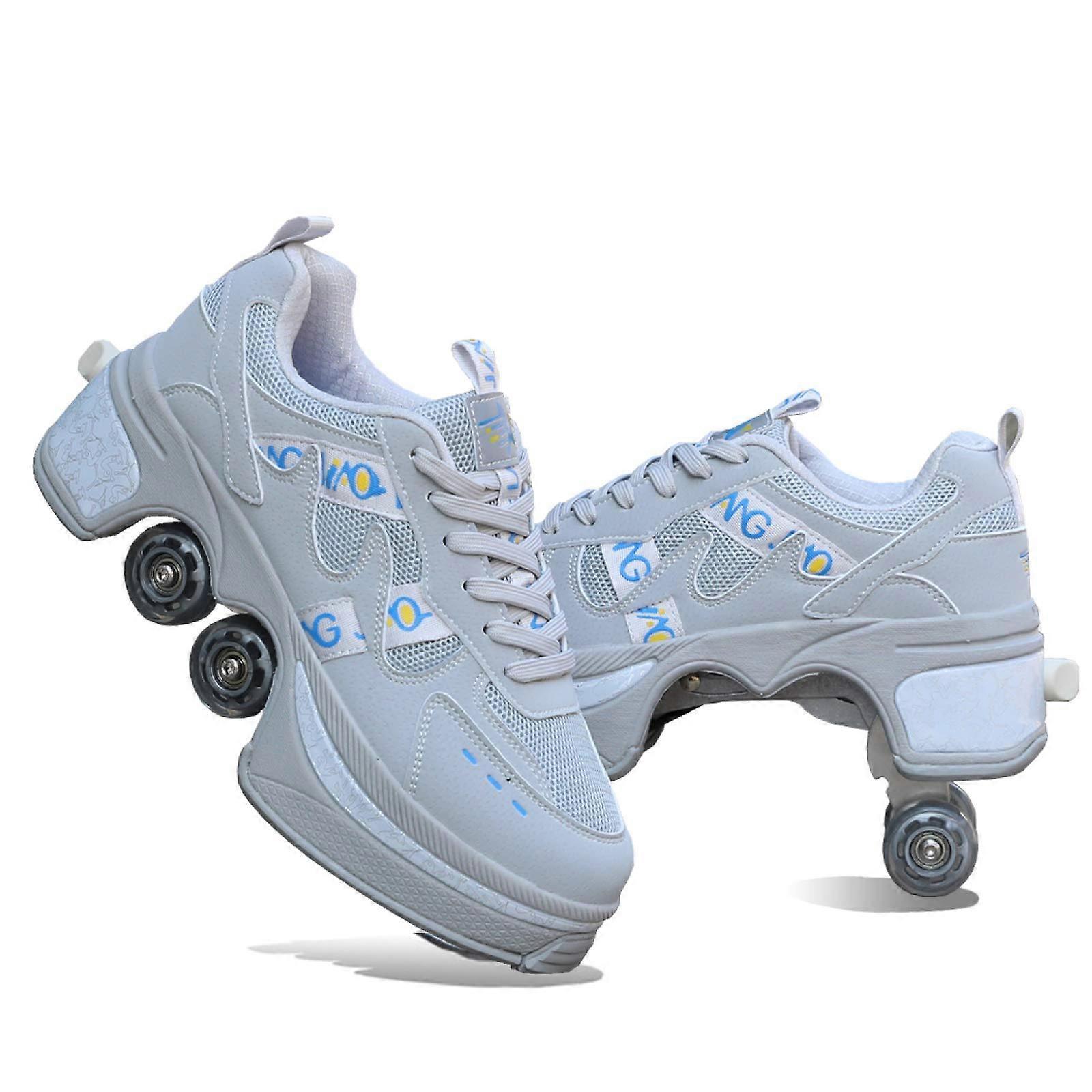 Roller Skates Grey EU38 UK5.5, Durable Quad Design, Smooth Wheels, BeginnerFriendly for Unisex