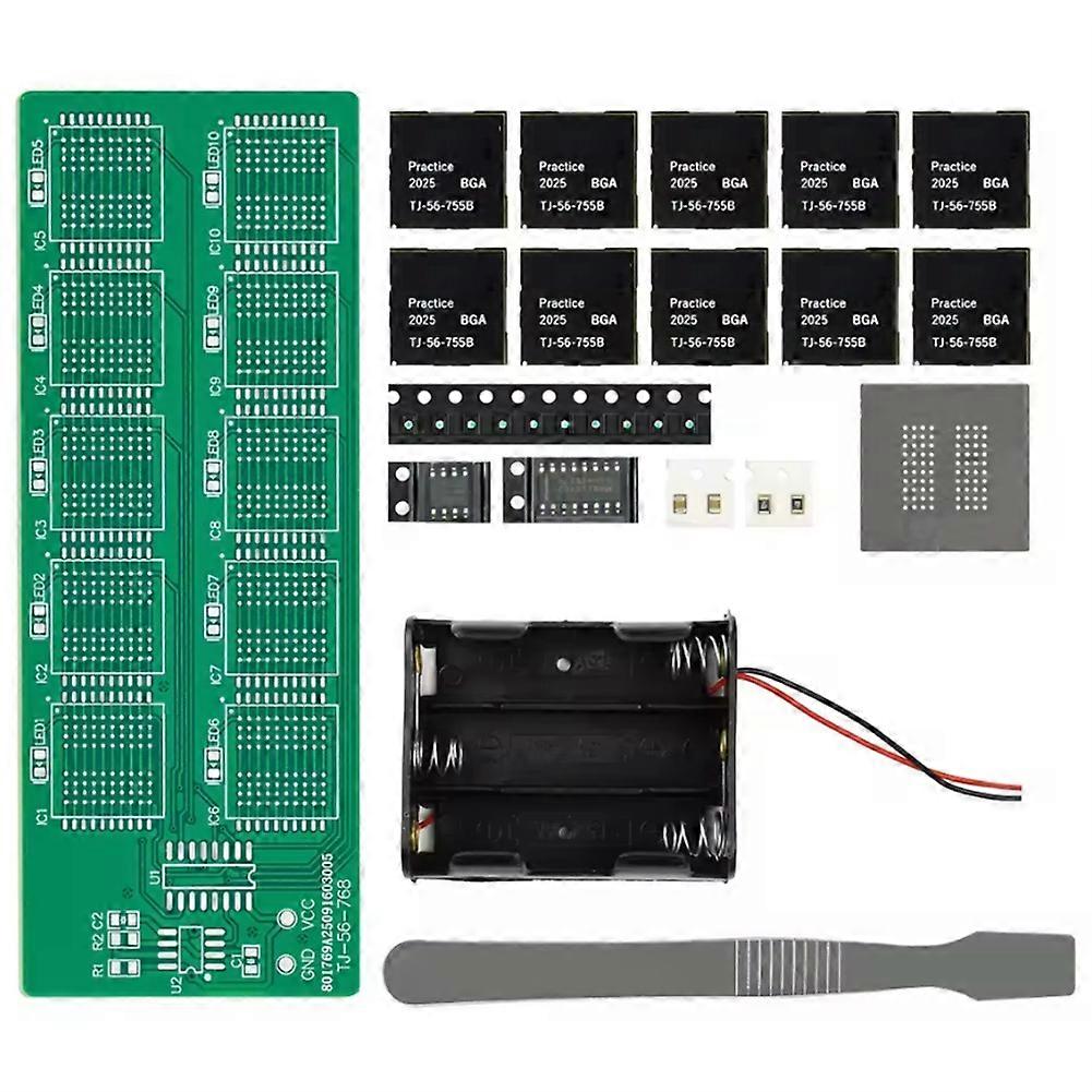 BGA Chip Soldering Practice Board Kit Decimal Flowing Lights Teaching Practical Training Soldering Practice Loose Part A