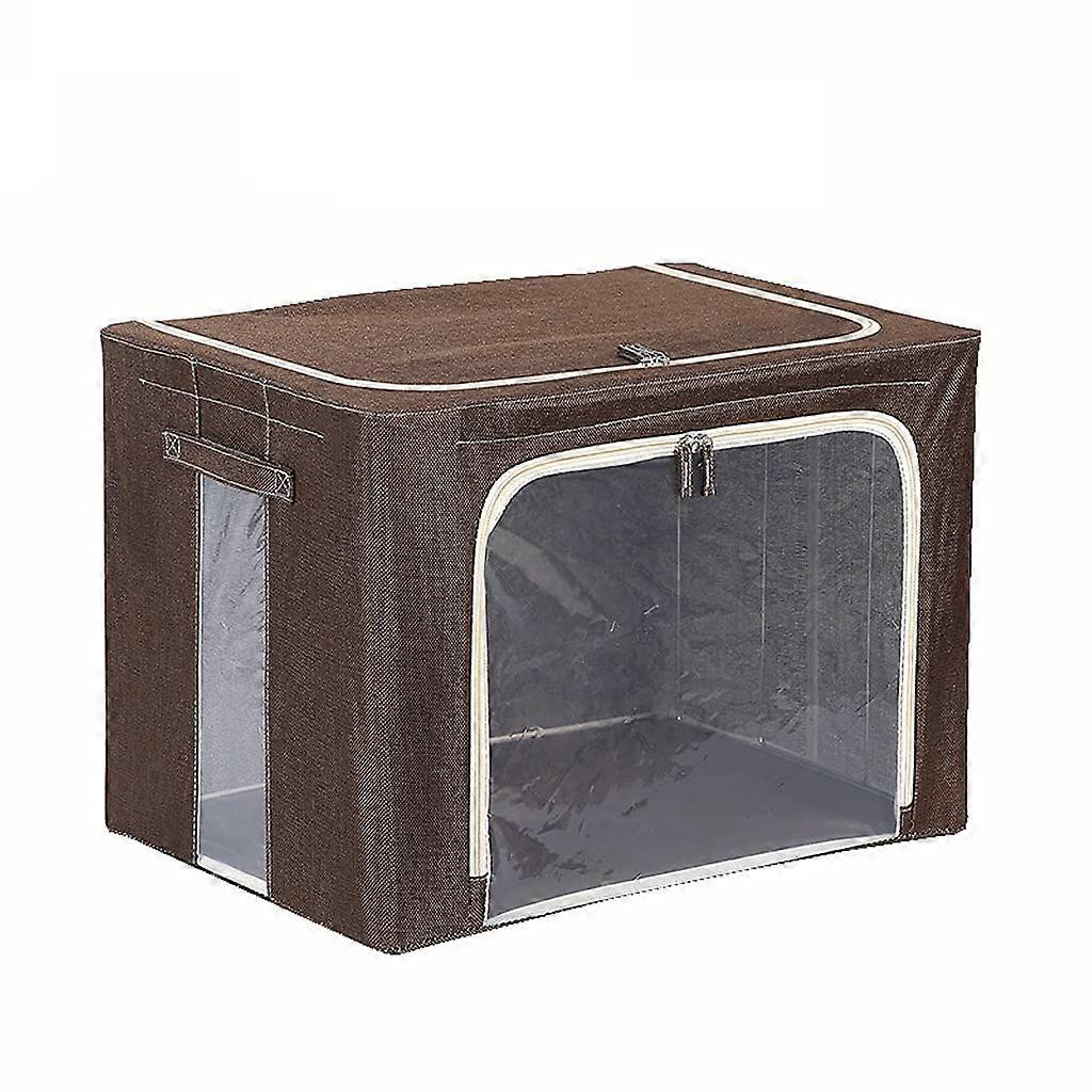 Large Capacity 66L Foldable Storage Bag with Clear Window for Bedding, Comforters, Blankets, Brown