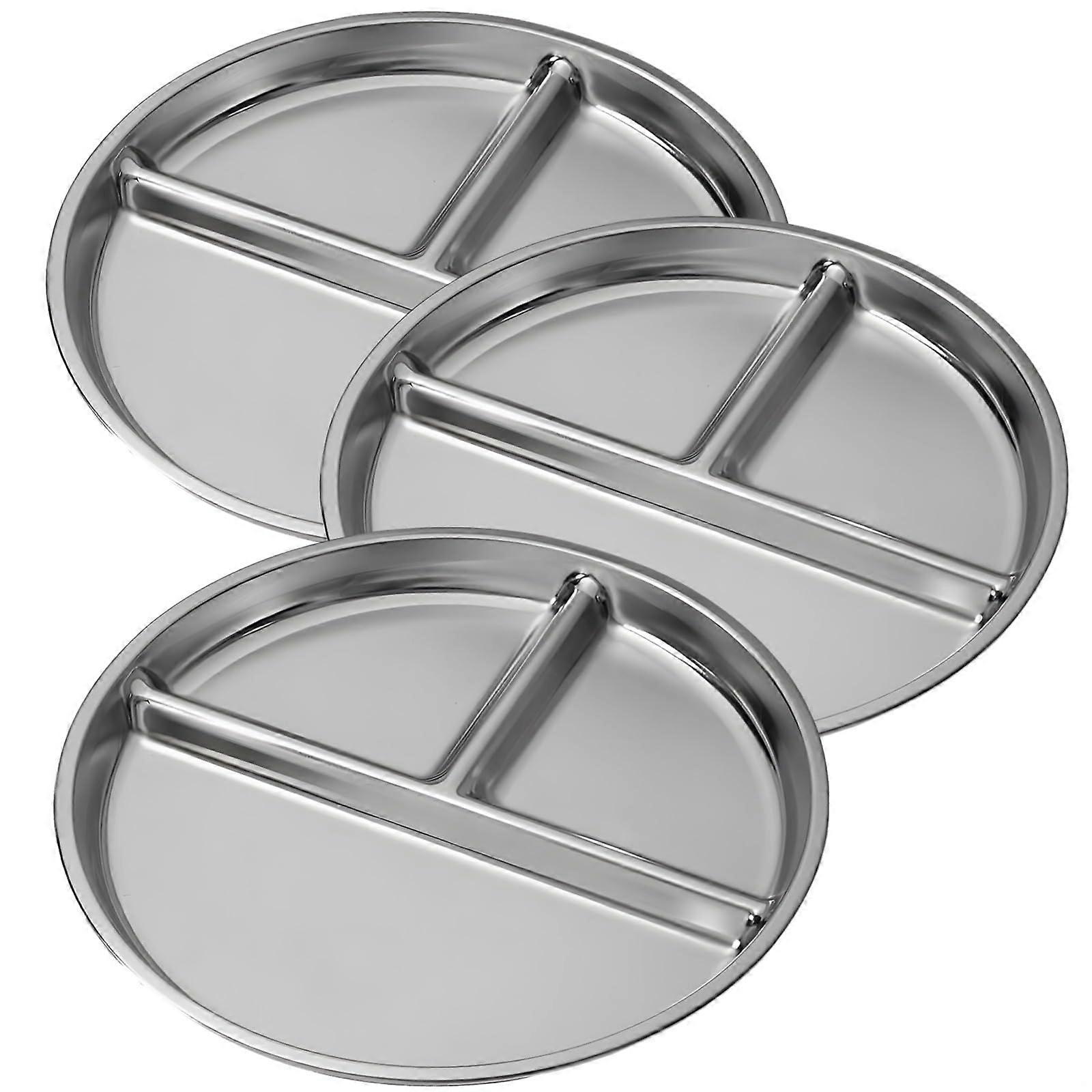 4Pack Stainless Steel Divided Plates with Portion Control, CorrosionResistant Dinner Set