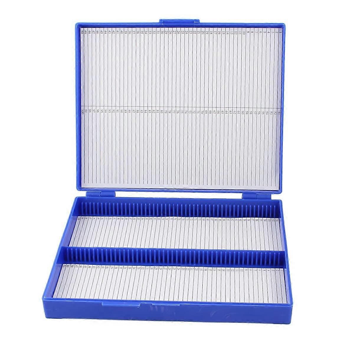 Microscope Slide Storage Box 100 Capacity Royal Blue Organizer Case for Laboratory Use