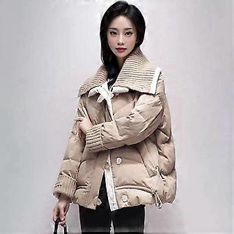 Winter Loose Knit Collar Retro Short Cotton Padded Jacket for women coat