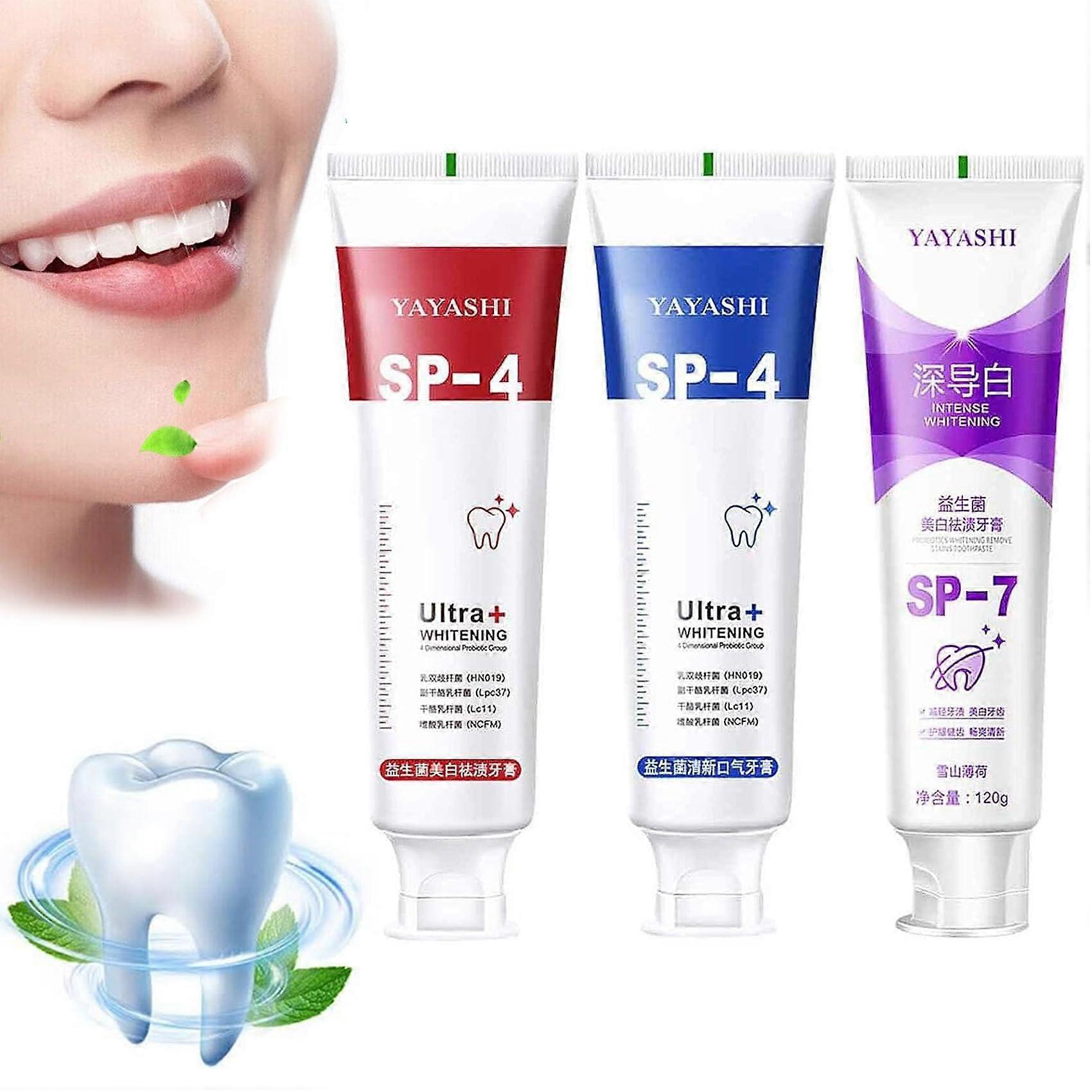 Whitening Toothpaste with Probiotic Whitening Formula, Surface Stain Reduction, 3 Pack