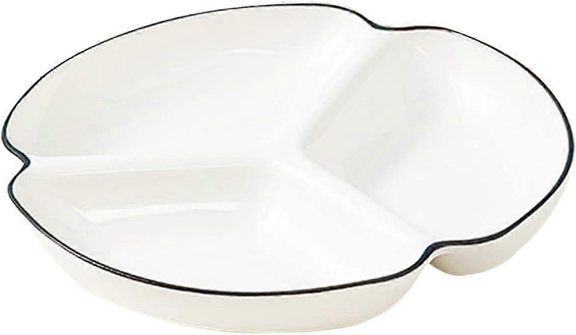 7 Inch Ceramic Serving Dish with 3 Compartments, Black,