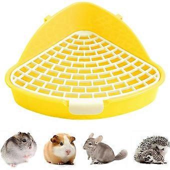 Gelbe kleine Haustiertoilette mit Haken, Anti-Spray-Dreieck für Hamster, Chinchilla