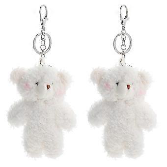 Mini Bear Keyring Fluffy Charm Bear Key Chain Pendant Everyday Use 20.00X9.50X6.00CM 2Pcs