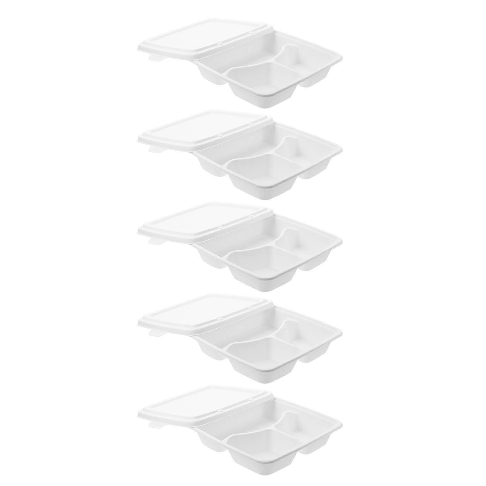 Paper Take Out Containers Food Packaging Barbecue Rectangular Divided Design 10Pcs