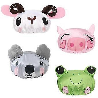 Duschhauben für Kinder, 4er-Pack, lustige Tiermotive, wiederverwendbare, wasserdichte Haarschoner für Kleinkinder und Kinder, niedliches Badeaccessoires-Set
