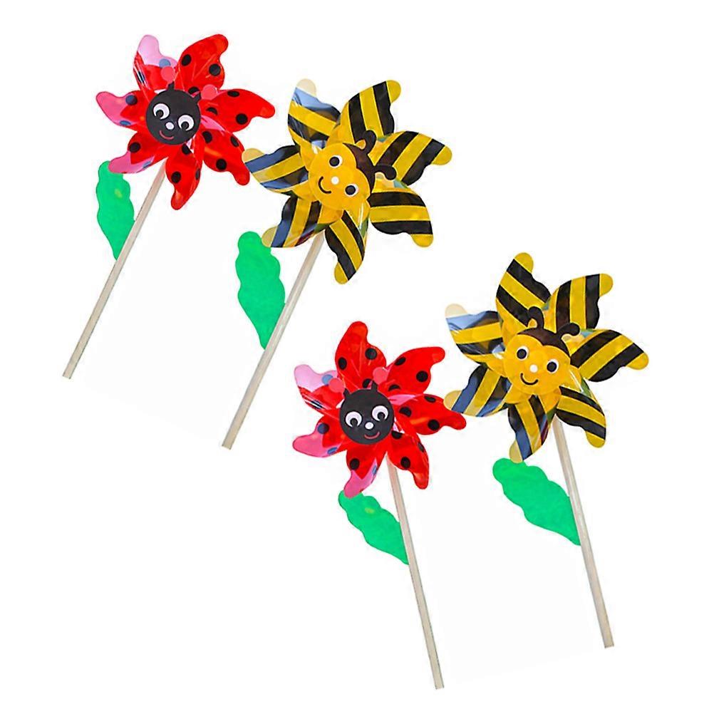 Assorted Color Windmill Toy for Decoration 4Pcs Park Inserting Windmill