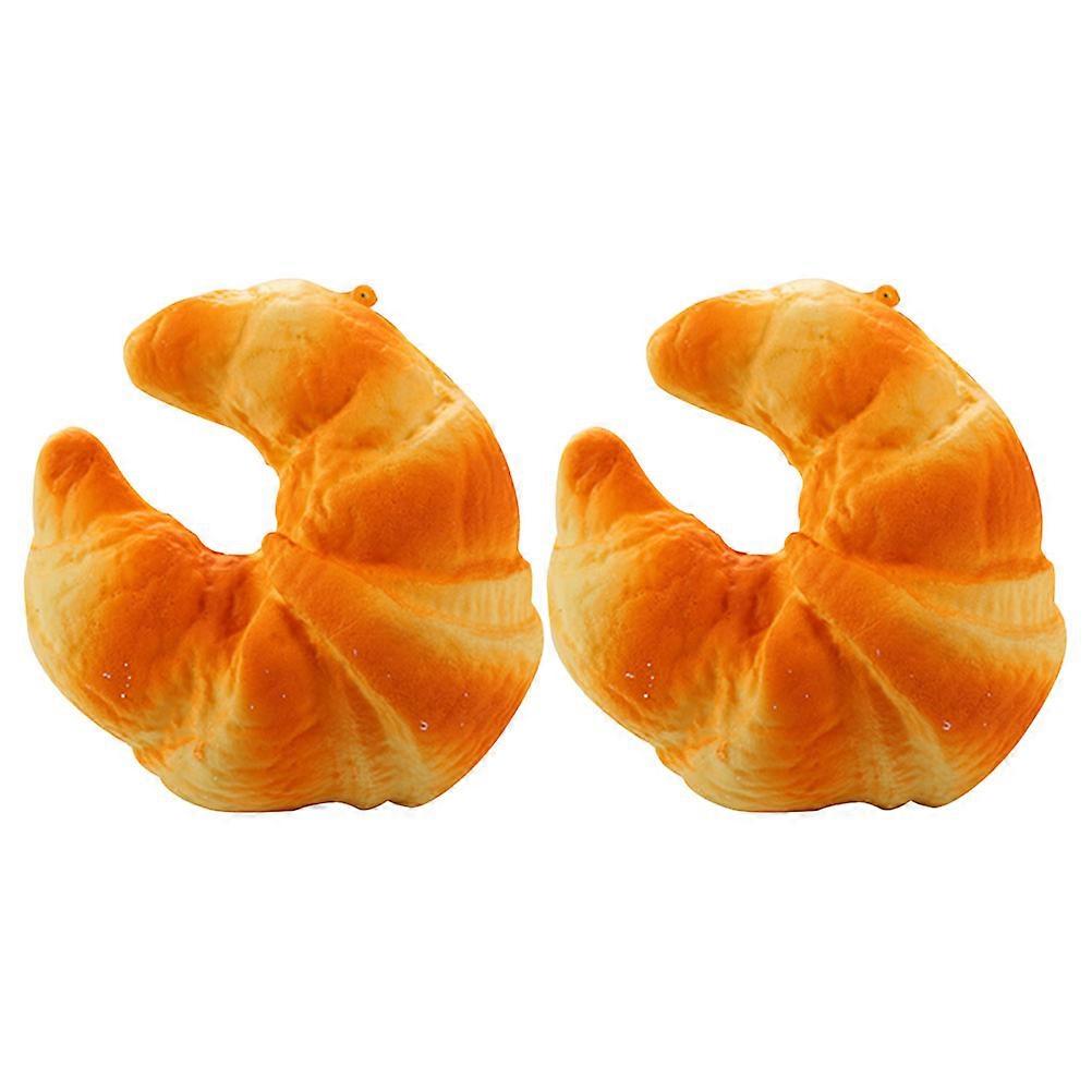 2Pcs Fake Bread Modeling Statue Simulated Bread Model Squeeze Bread Toy Showcase Bread Model