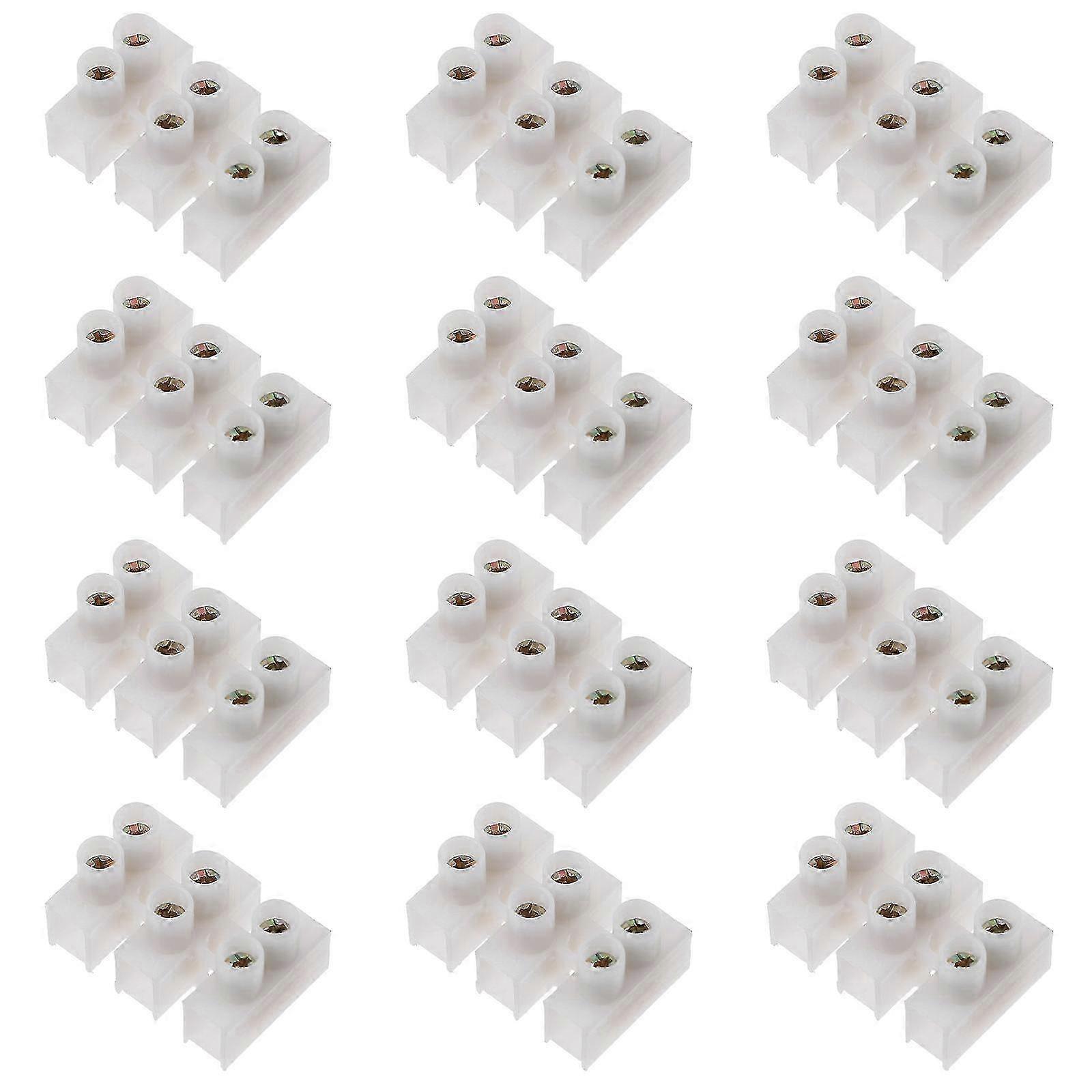 Screw Terminal Block compatible withWire Connection 30Pcs White PP Material 10A Current