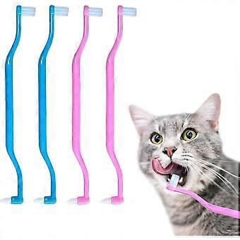 4 Pcs Cat Toothbrush Dual Sided Pet Teeth Cleaning Brush Heads for Comprehensive Oral Care Pet Dental Care Supplies