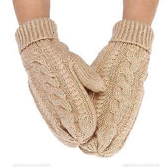Weiche, warme Strickhandschuhe für Damen für den Winter - Einfarbige lässige tägliche Fäustlinge