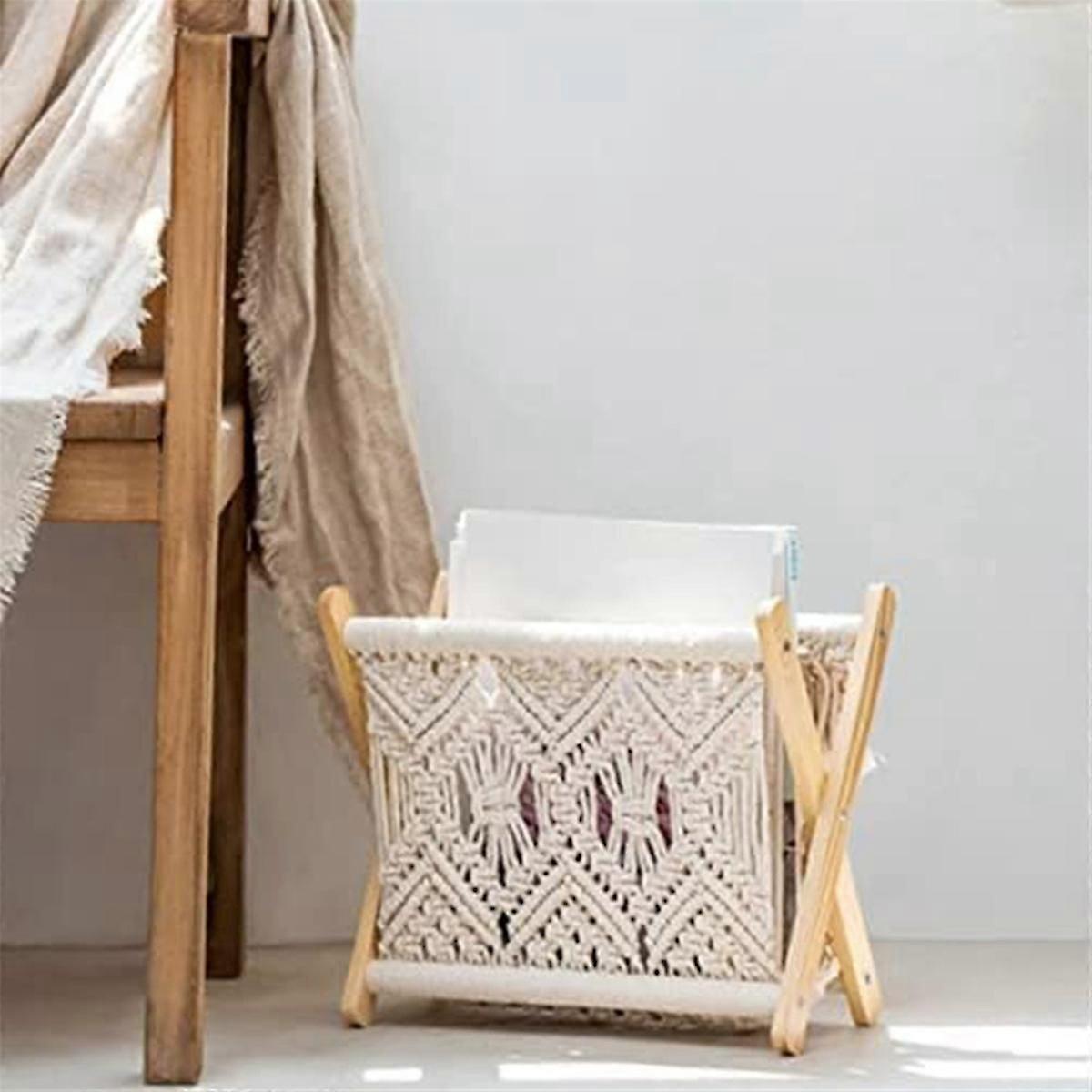 Boho Magazine Rack, Rep Vävd Tidning Rack
