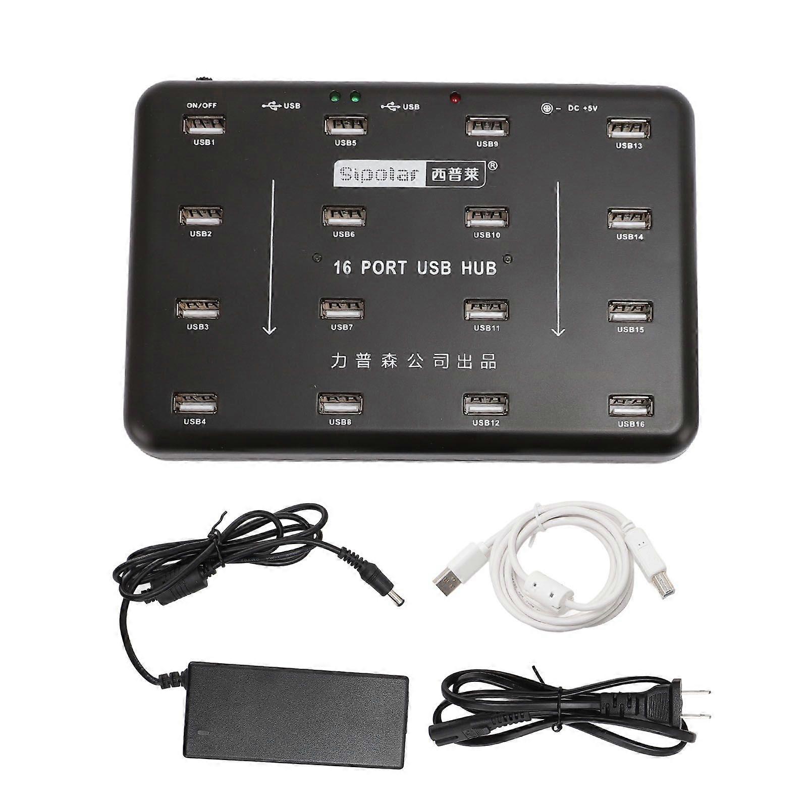 16 Port USB2.0 Hub U Flash Disk Testing Duplicator Copier Powered USB Splitter for Card Reader Memory Card Hard Disk US Plug