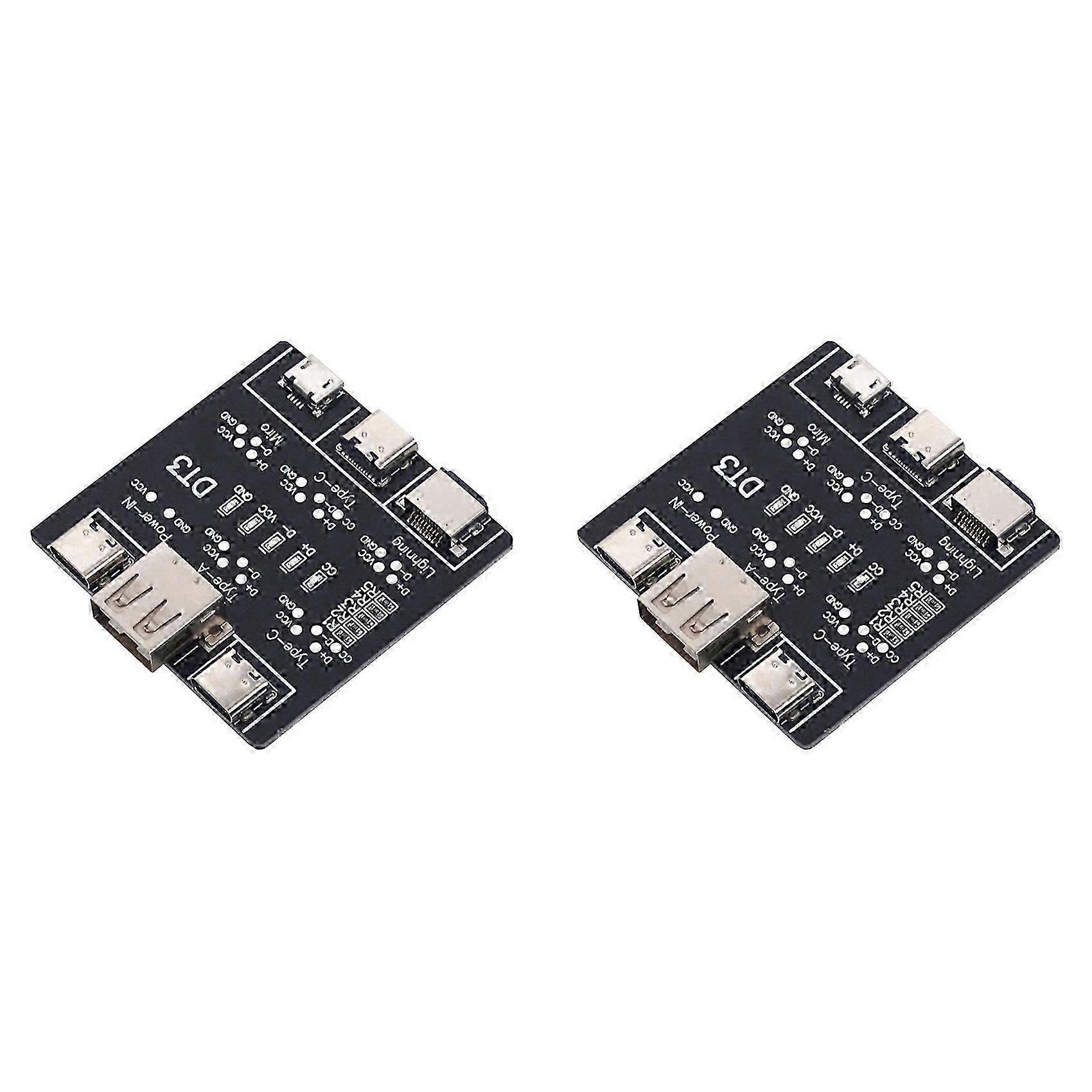 2X USB Data Line Detection Board for IOS Android Micro-USB Type-C Short Circuit Switch Detection Board DT3