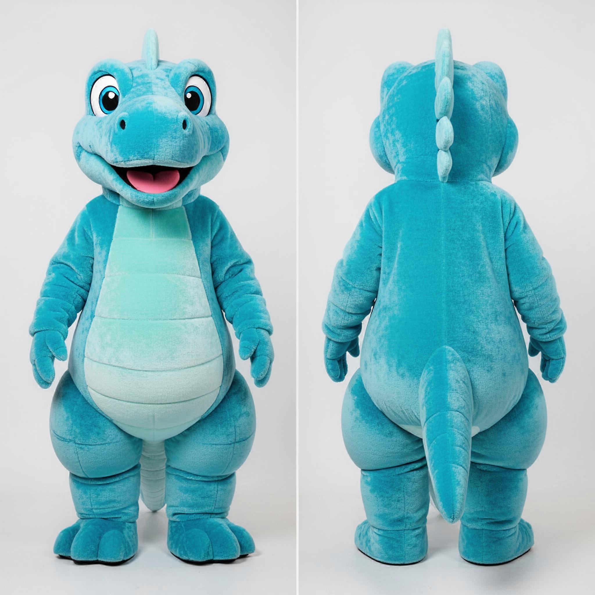 MASTICOT Cyan Cartoon Iguanodon Mascot