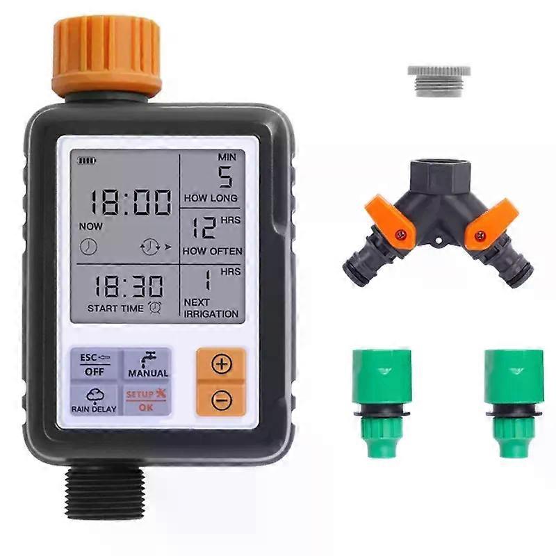 Automatic Digital Electronic Water Timer System Garden Double Outlet Irrigation Watering Timer Controller Without Battery