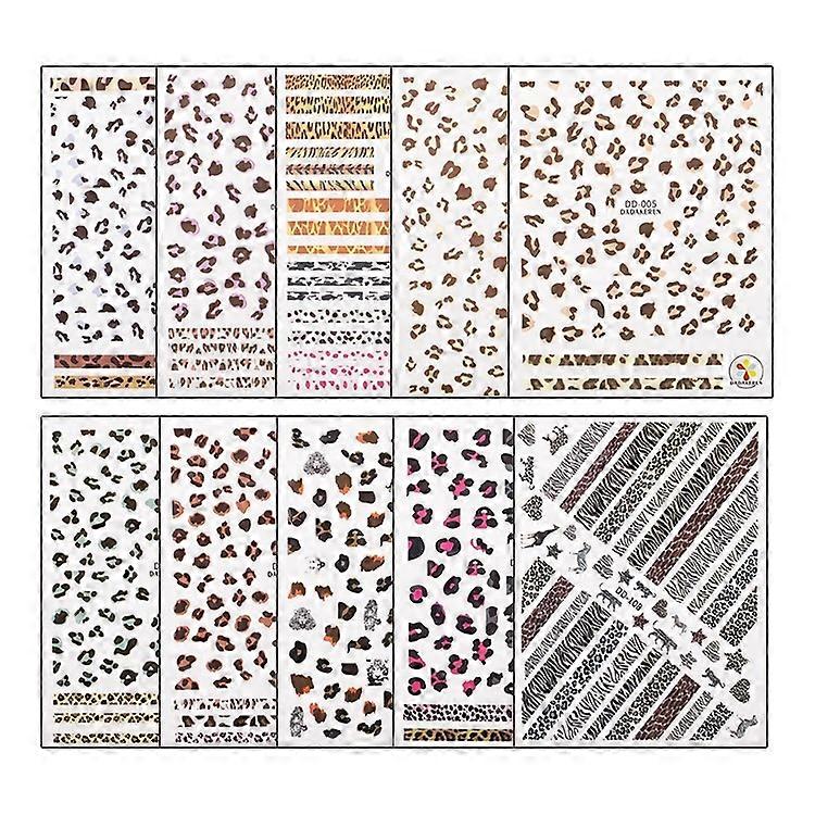 12 Sheets Leopard Print Nail Stickers
