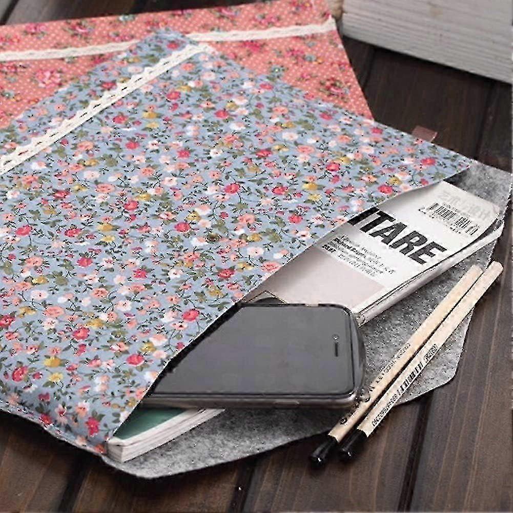 A4 Size Filing Envelope Retro Flower File Folder Cloth Document Bag Folder with Closure